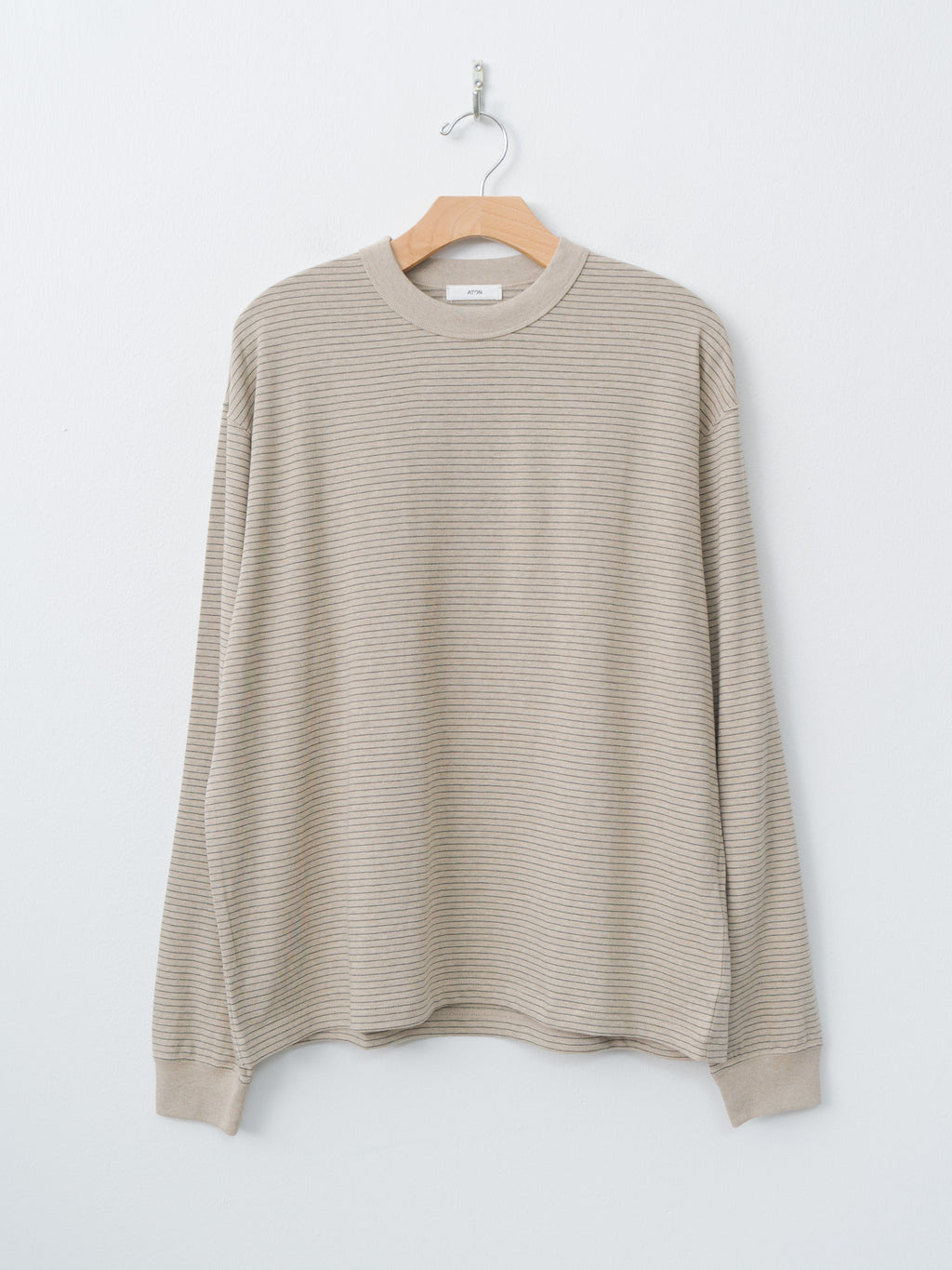Namu Shop - Aton Suvin Double Jersey Crewneck Pullover - Beige Stripe