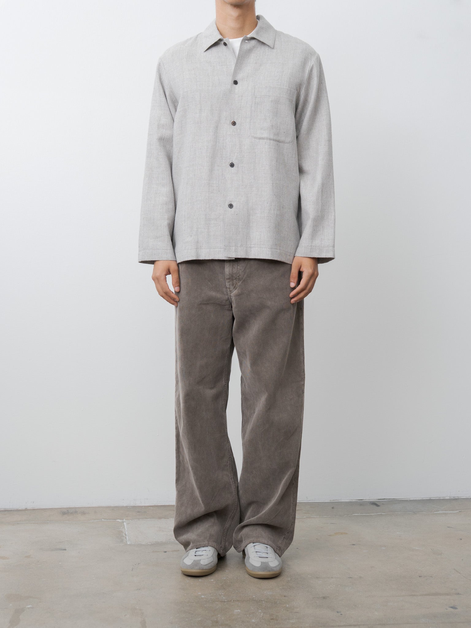 Namu Shop - Aton Linen Wool Twill Shirt Jacket - Light Gray