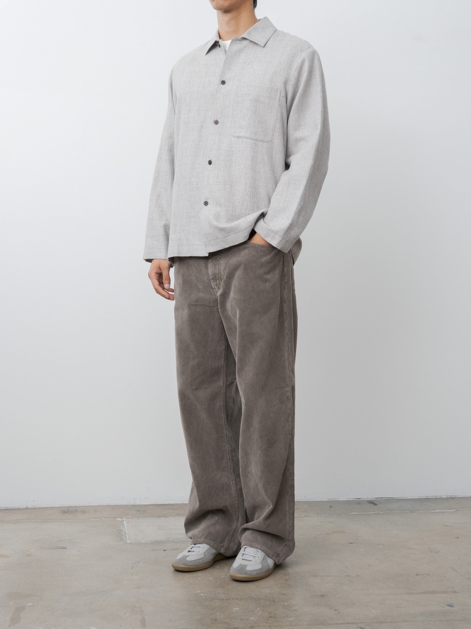 Namu Shop - Aton Linen Wool Twill Shirt Jacket - Light Gray