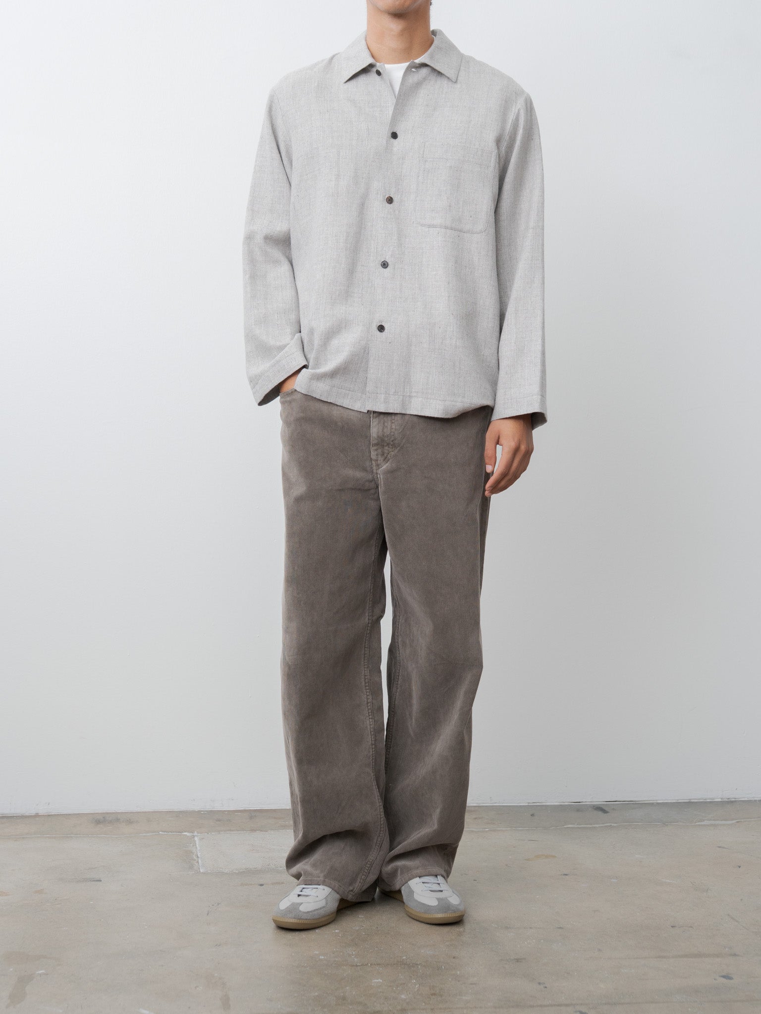 Namu Shop - Aton Linen Wool Twill Shirt Jacket - Light Gray