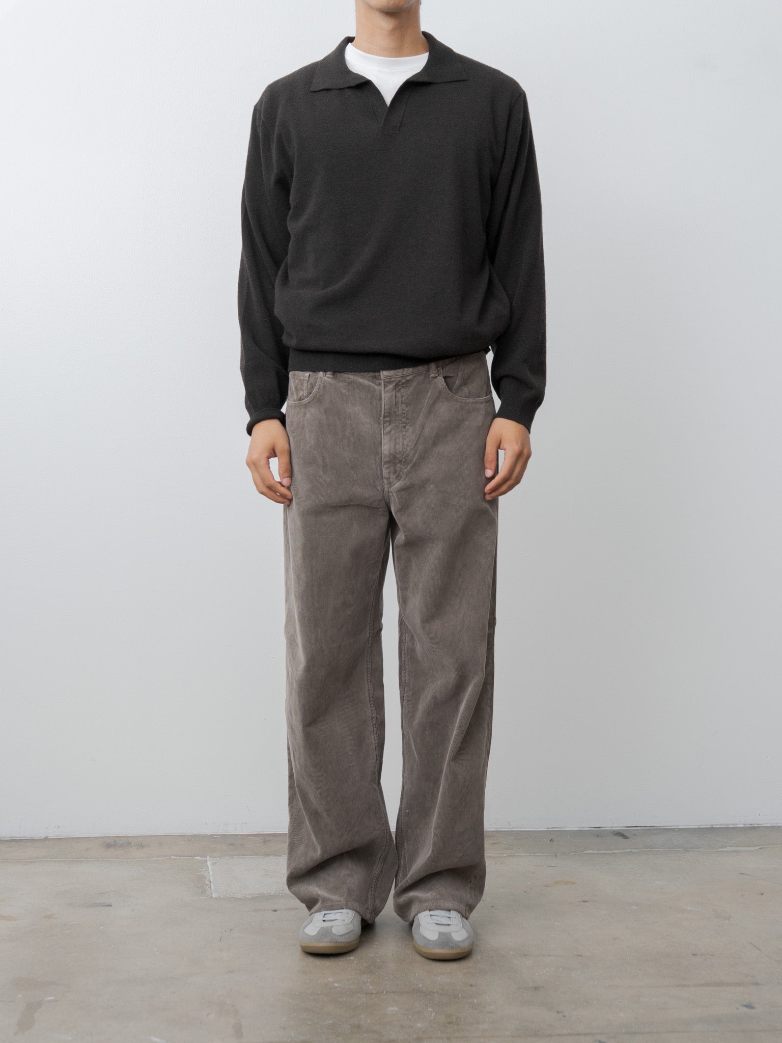 Namu Shop - Aton Super Light Wool Skipper Polo Sweater - Brown