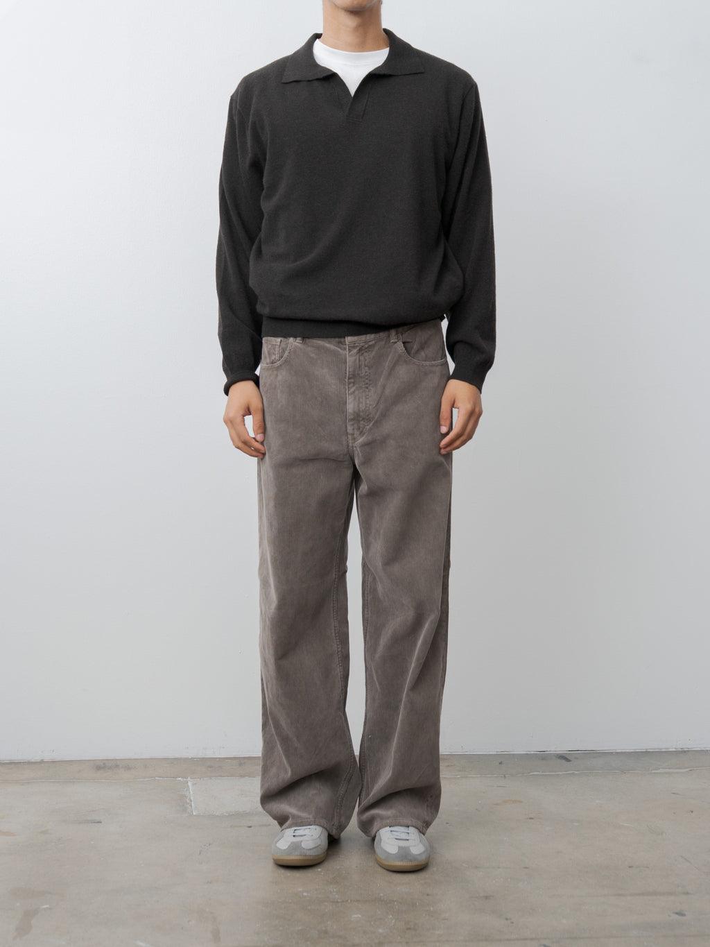 Namu Shop - Aton Super Light Wool Skipper Polo Sweater - Brown
