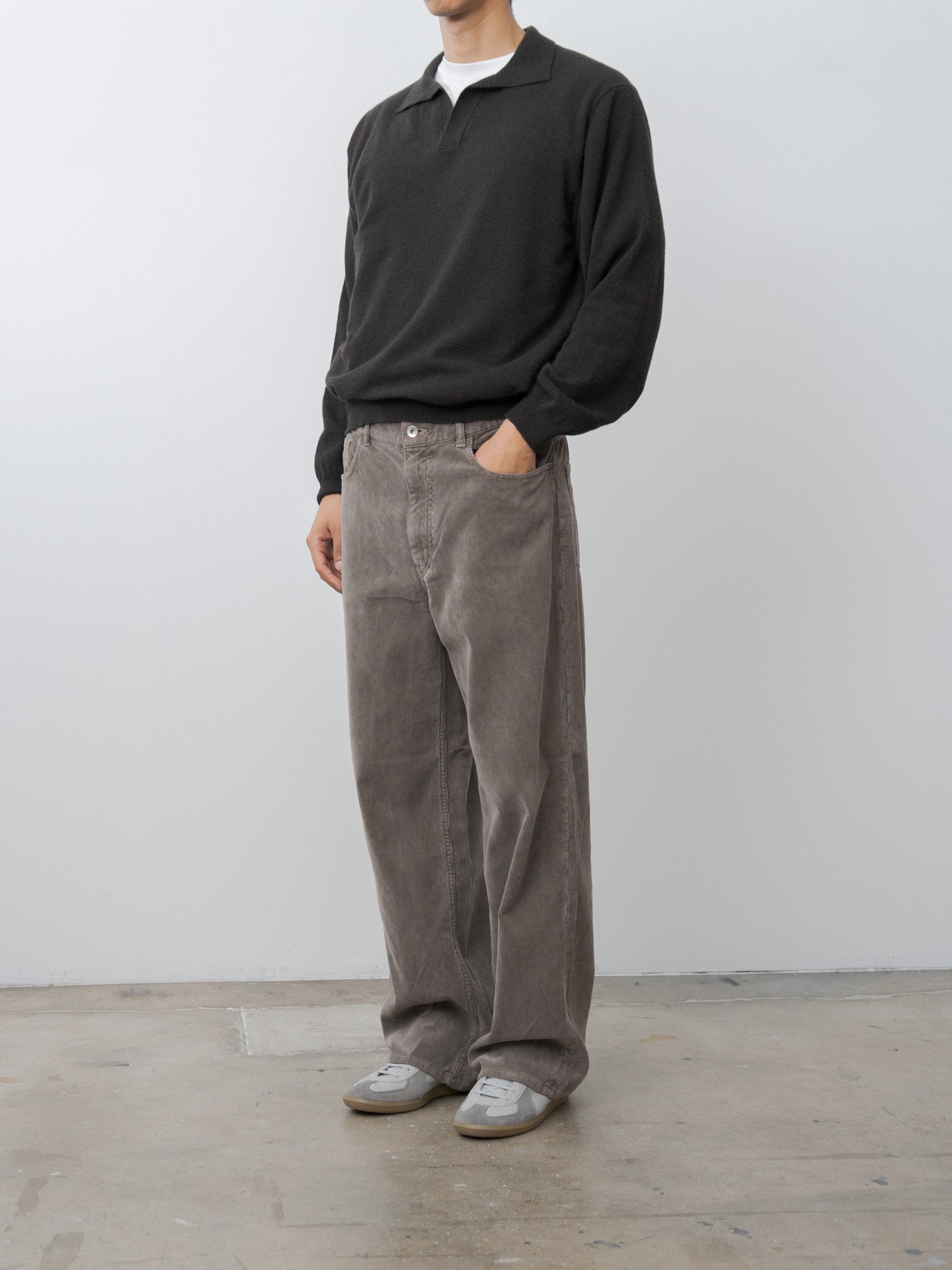 Namu Shop - Aton Super Light Wool Skipper Polo Sweater - Brown