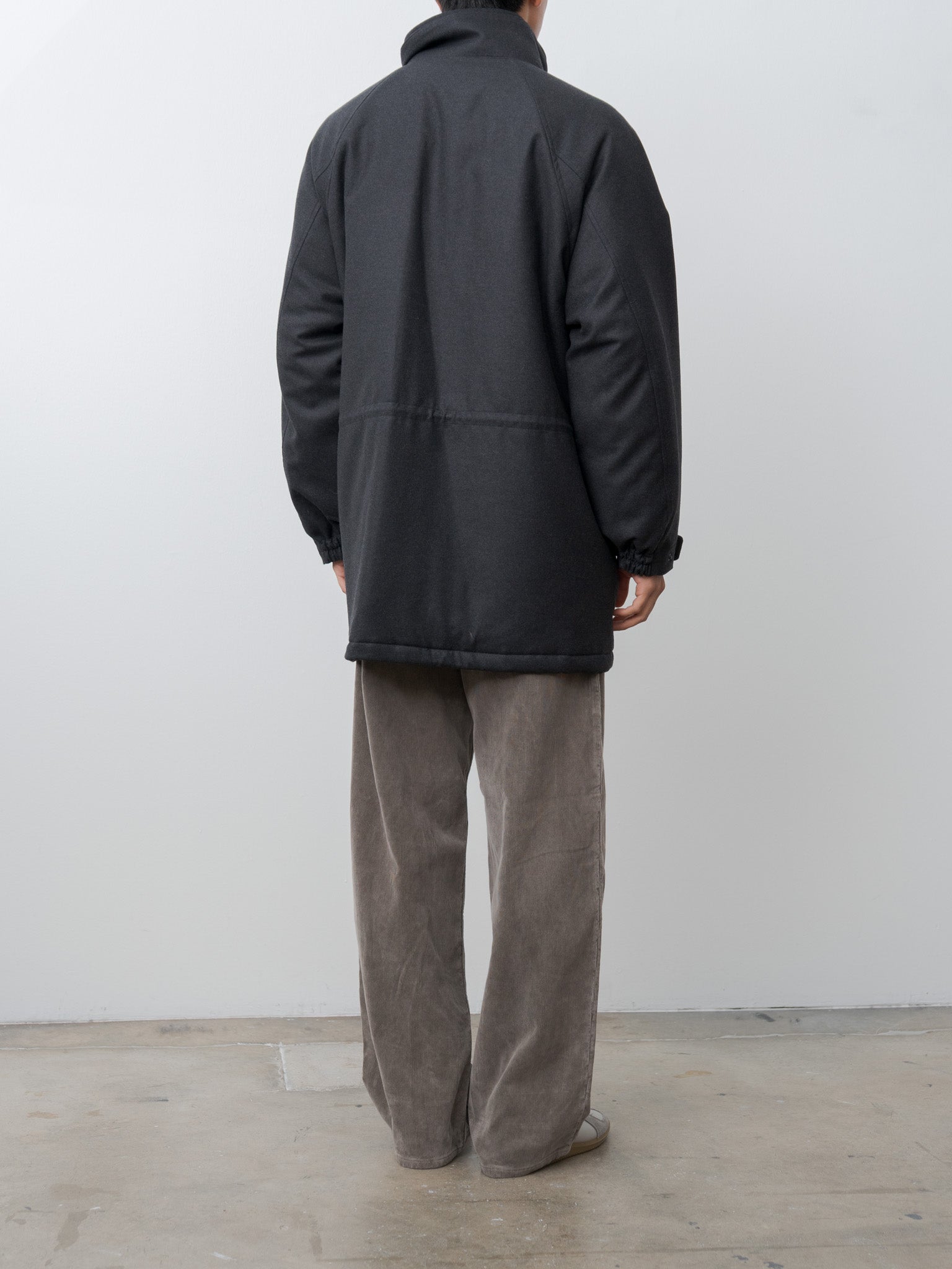 Namu Shop - Auralee Wool Fulling Flannel Padded Over Blouson - Top Charcoal