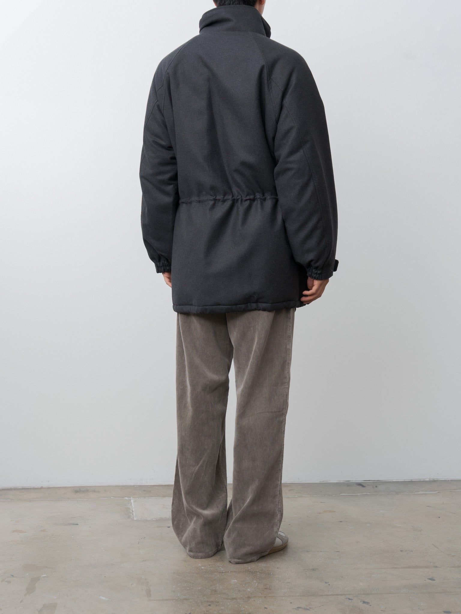 Namu Shop - Auralee Wool Fulling Flannel Padded Over Blouson - Top Charcoal
