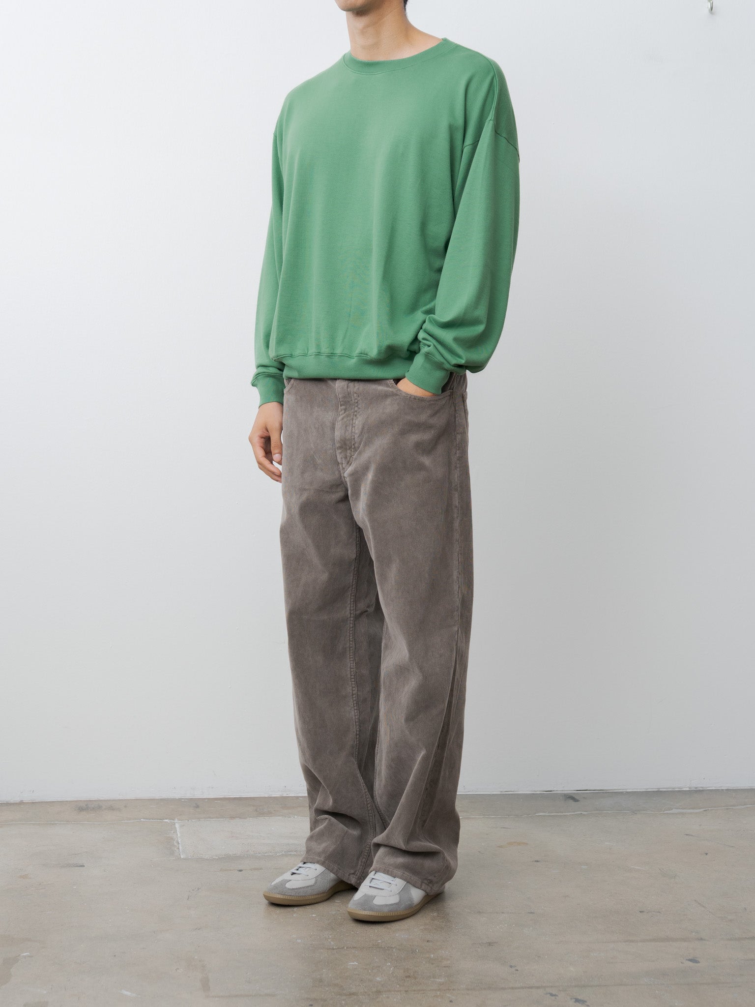 Namu Shop - Auralee Pigment Dyed Finx Corduroy Wide 5P Pants - Olive Brown