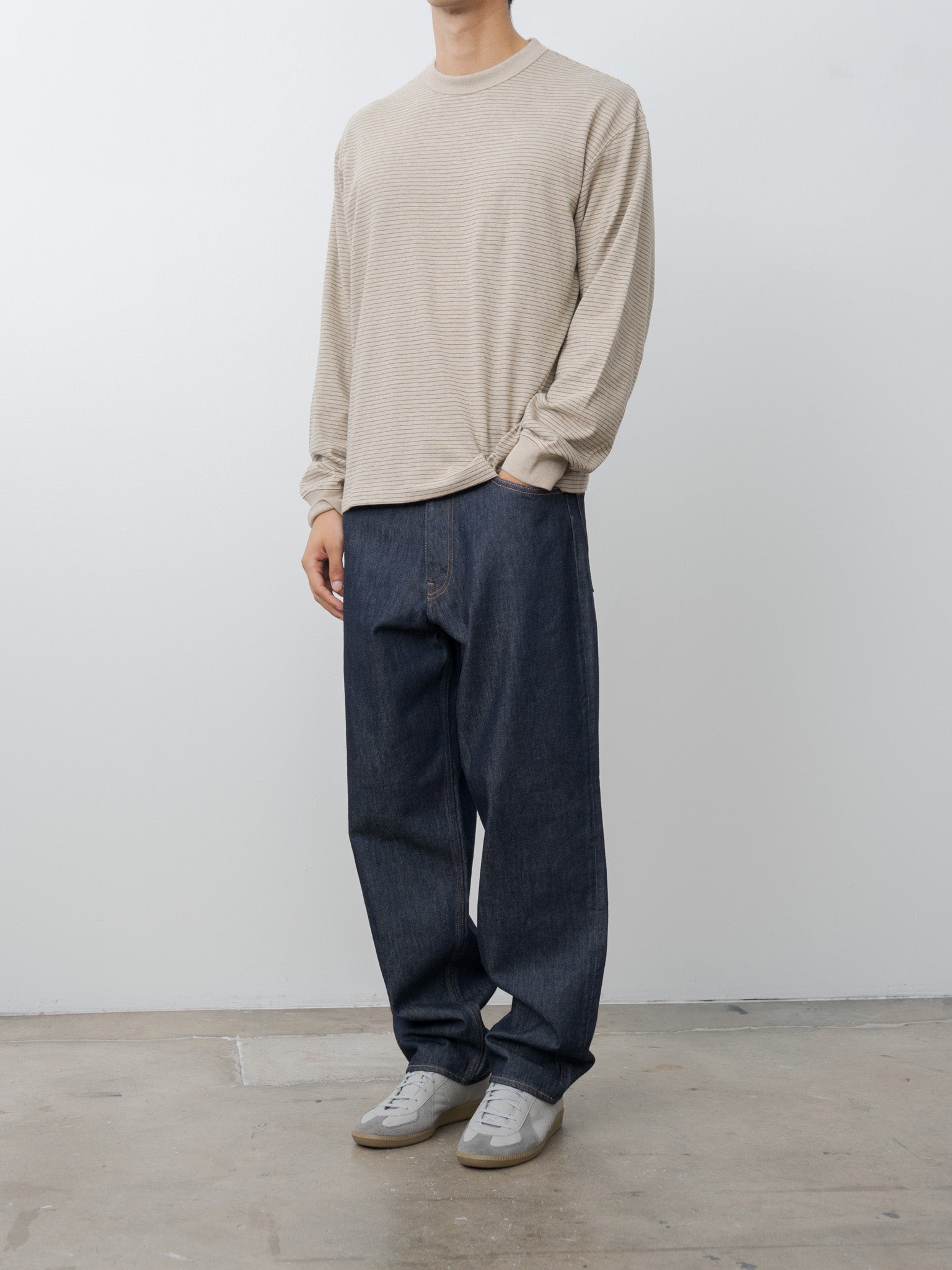 Namu Shop - Aton Suvin Double Jersey Crewneck Pullover - Beige Stripe