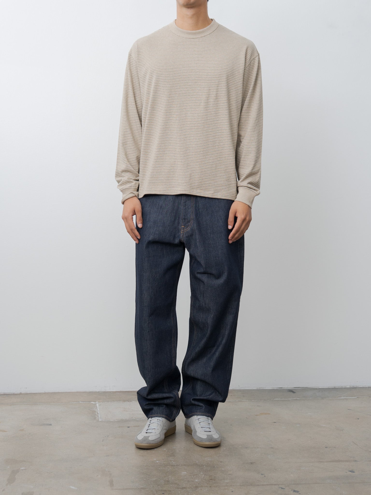 Namu Shop - Aton Suvin Double Jersey Crewneck Pullover - Beige Stripe