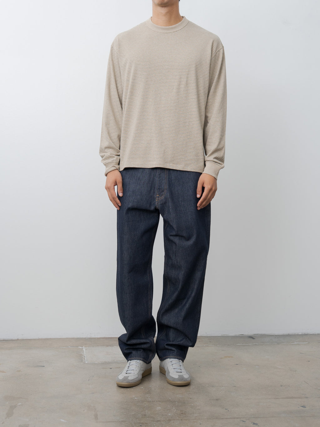 Namu Shop - Aton Suvin Double Jersey Crewneck Pullover - Beige Stripe