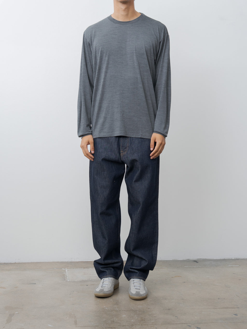 Namu Shop - Auralee Wool Soft Jersey L/S Tee - Top Charcoal