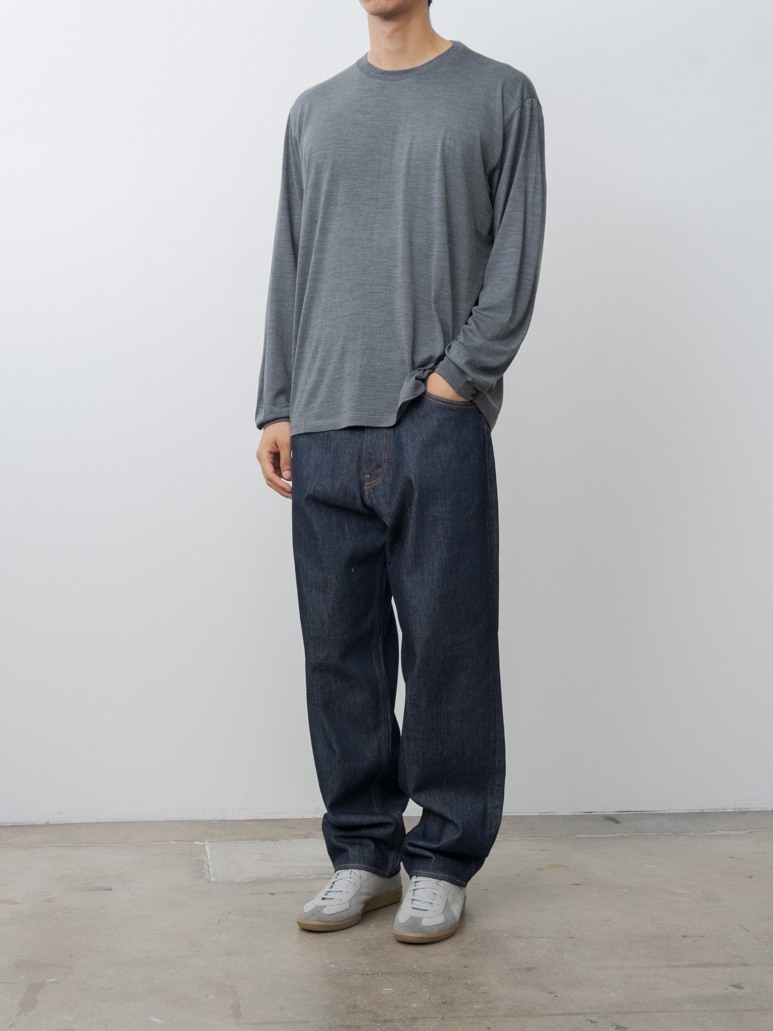 Namu Shop - Auralee Wool Soft Jersey L/S Tee - Top Charcoal