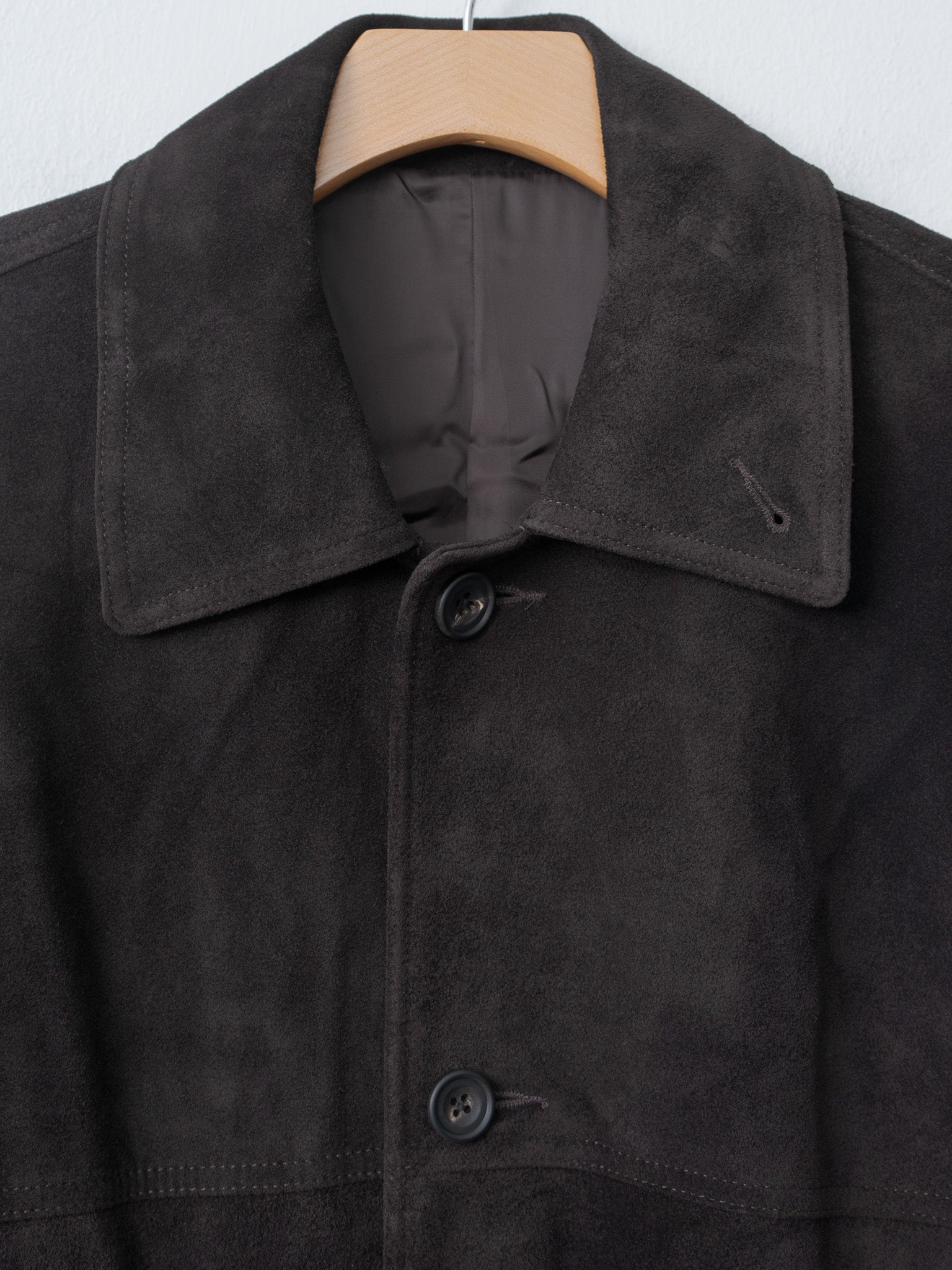 Namu Shop - ssstein Suede Zip Car Jacket - Dark Brown