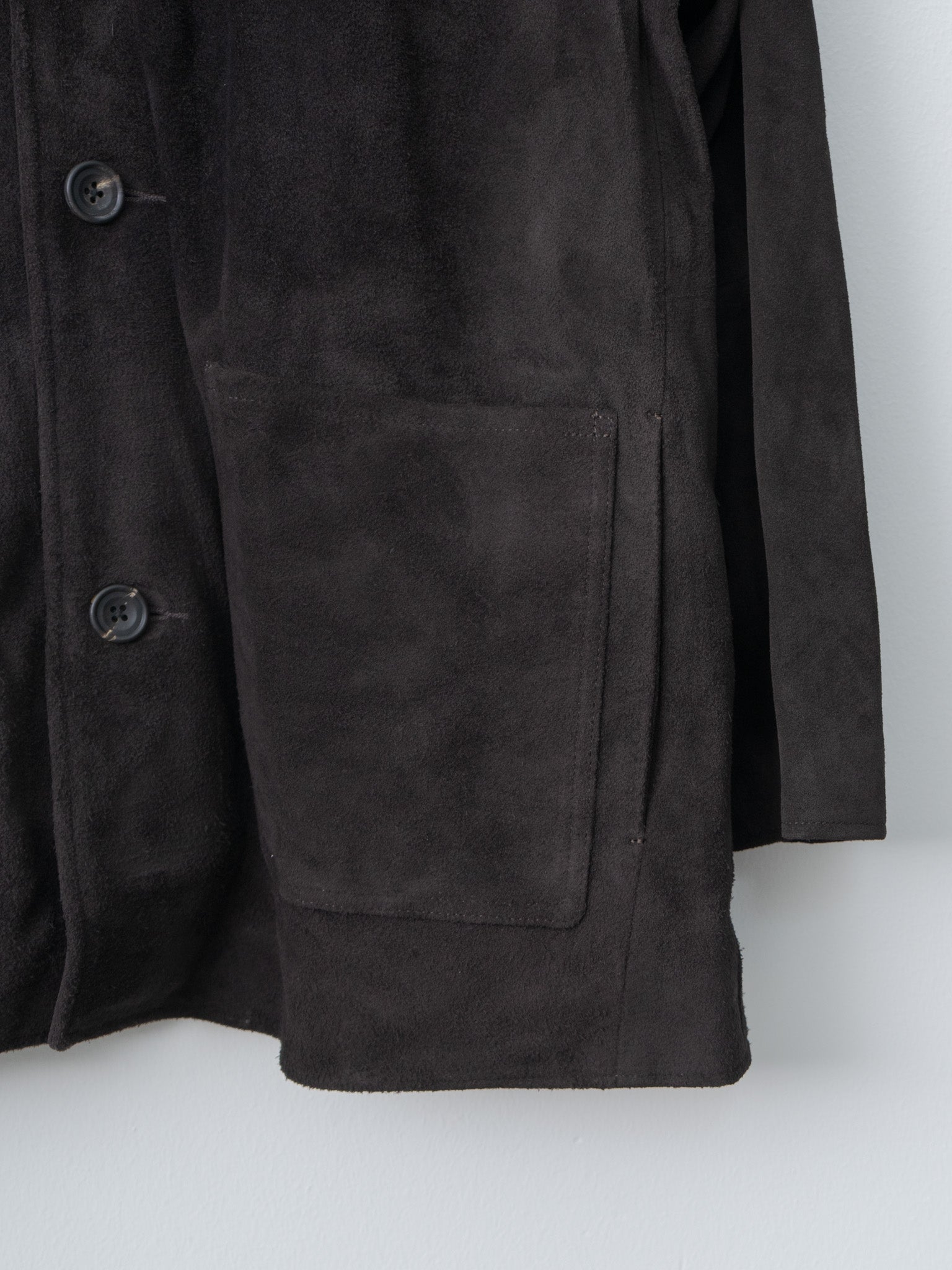 Namu Shop - ssstein Suede Zip Car Jacket - Dark Brown