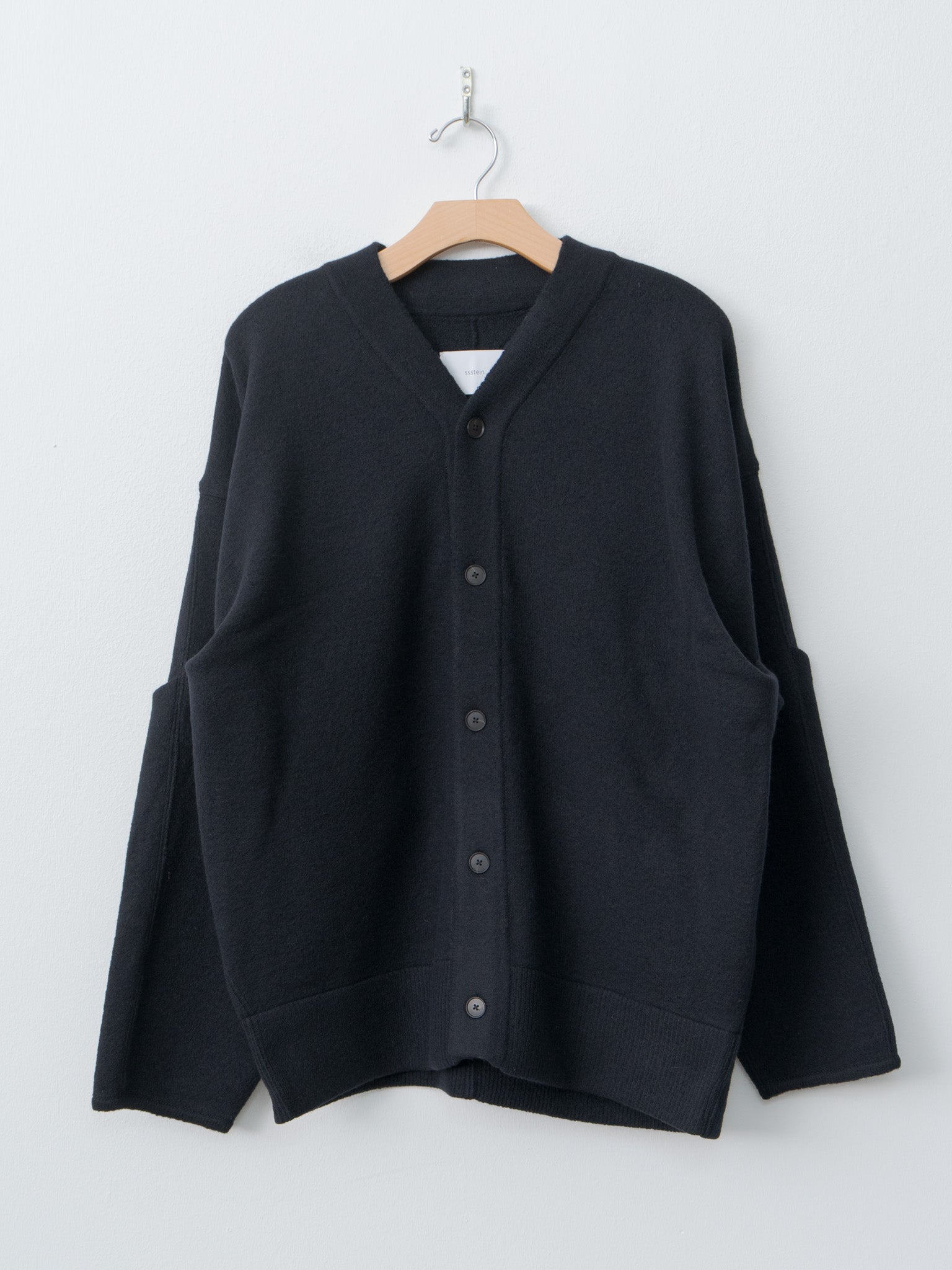 Namu Shop - ssstein Extra Fine Wool Knit Tucked Cardigan Coatigan - Black