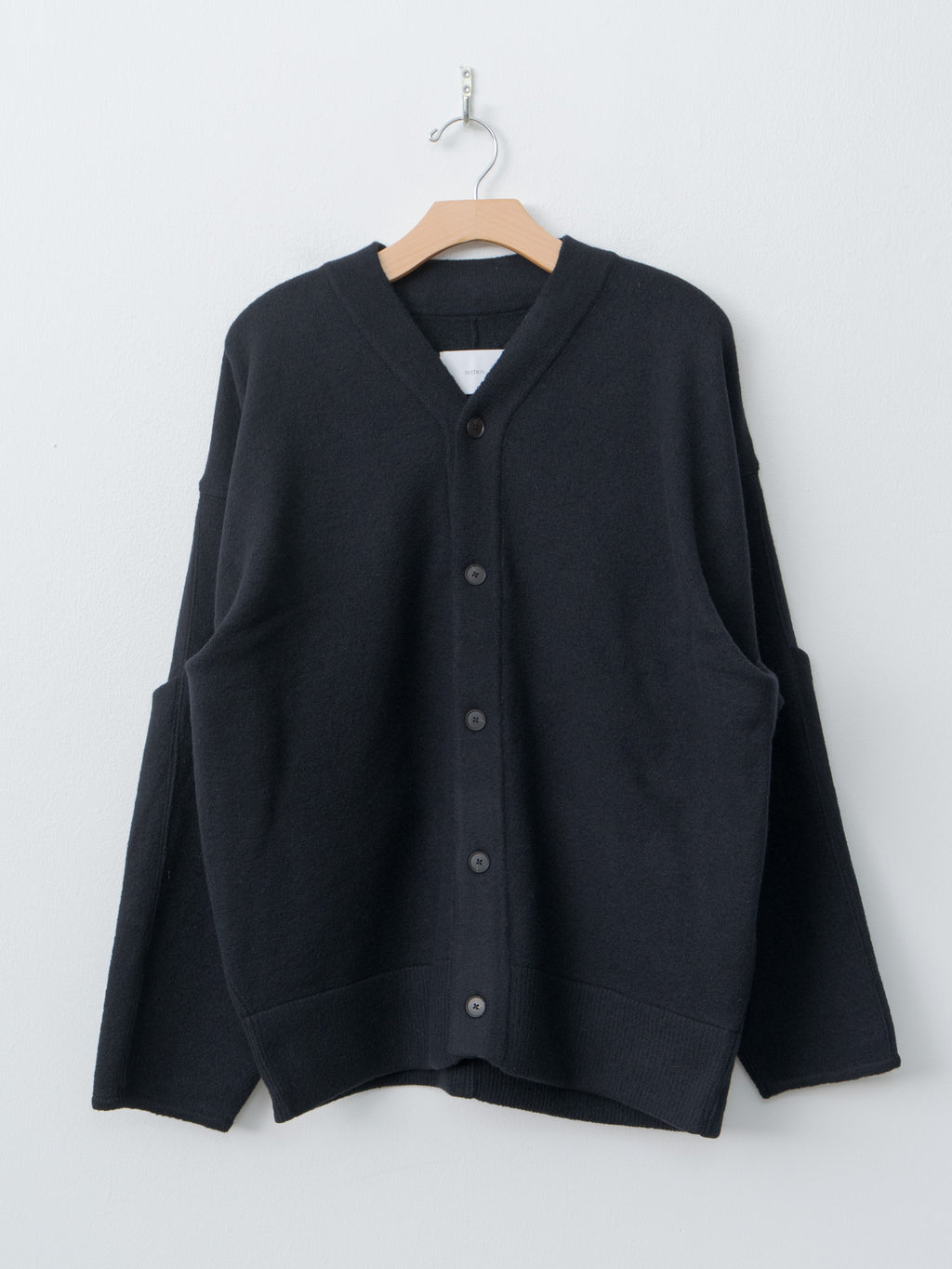 Namu Shop - ssstein Extra Fine Wool Knit Tucked Cardigan Coatigan - Black