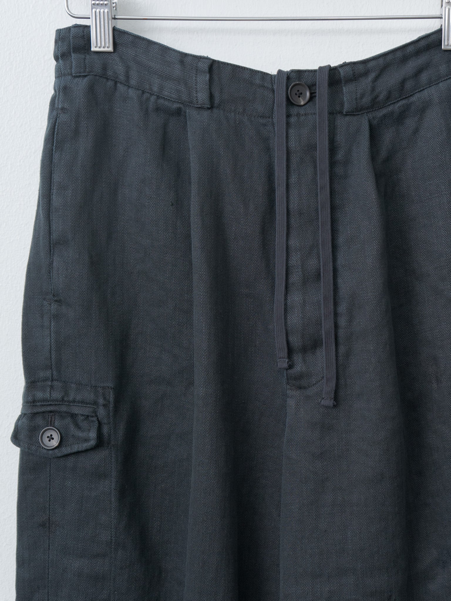 Namu Shop - ssstein Heavy Linen Herringbone Trousers - Black