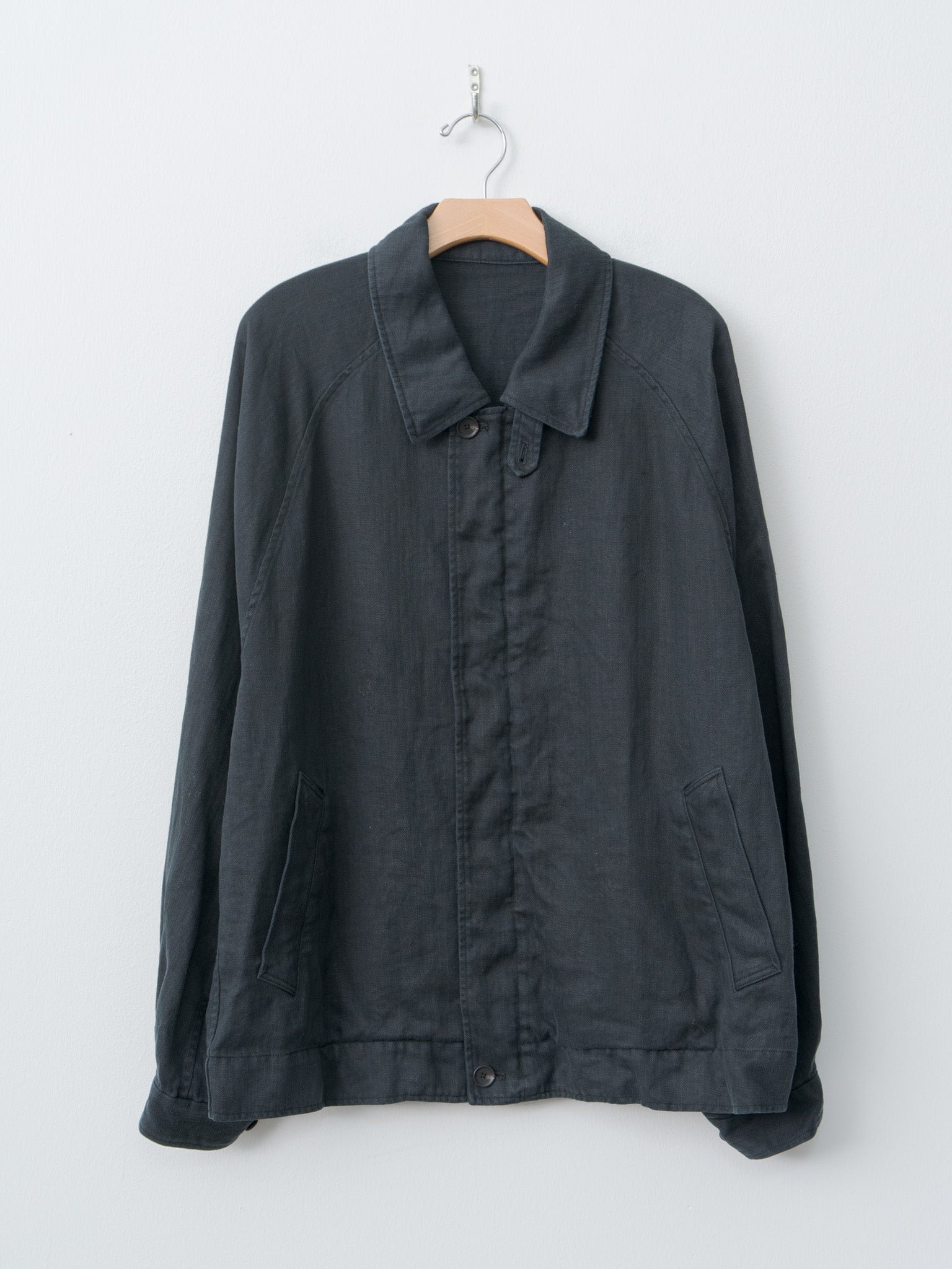 Namu Shop - ssstein Heavy Linen Herringbone Zip Jacket - Black