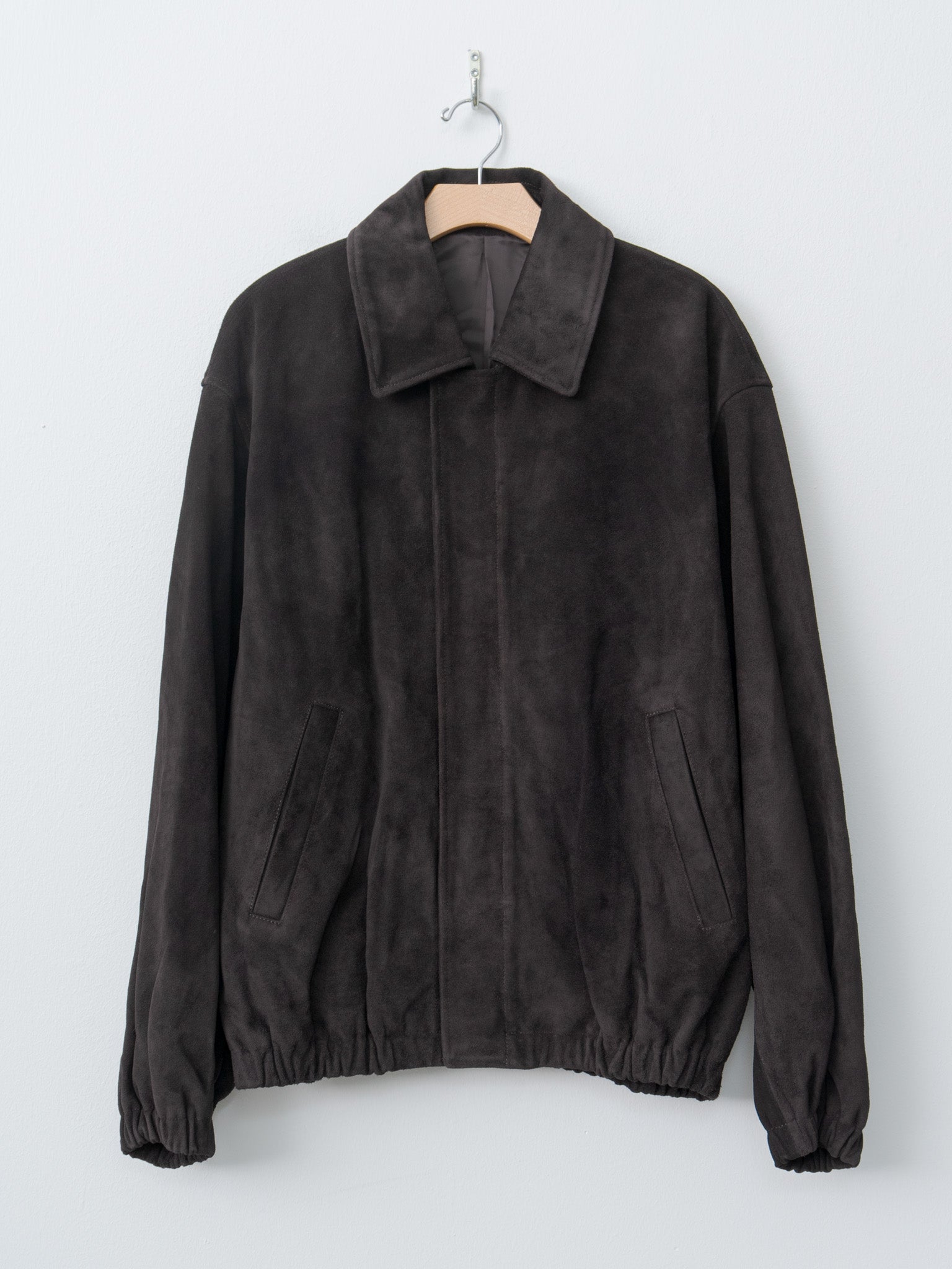Namu Shop - ssstein Suede Zip Short Jacket - Dark Brown