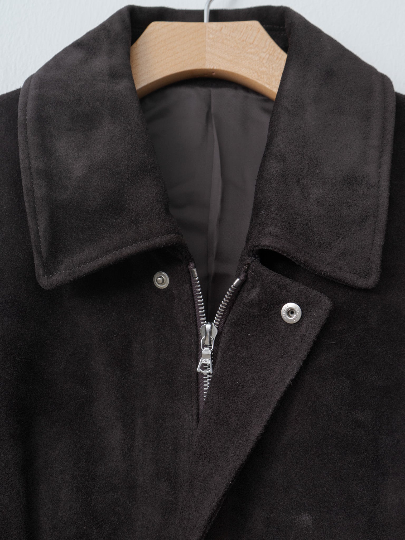 Namu Shop - ssstein Suede Zip Short Jacket - Dark Brown
