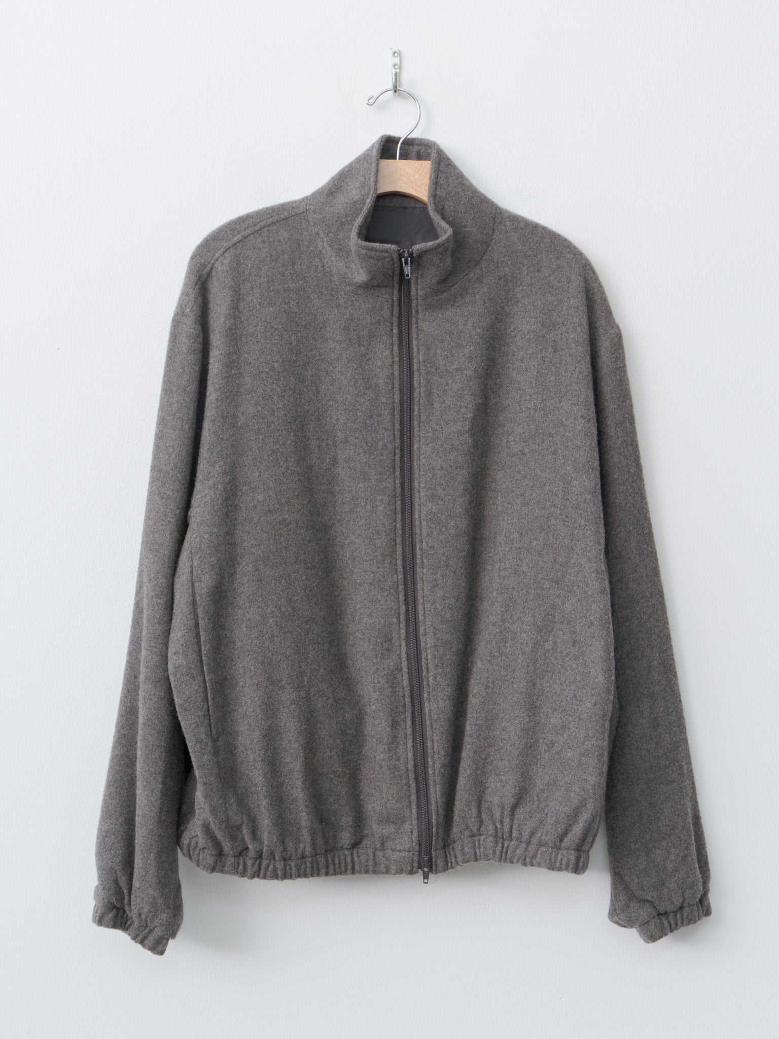 Namu Shop - ssstein Wool Cashmere Fleece Zip Blouson - Grey Brown
