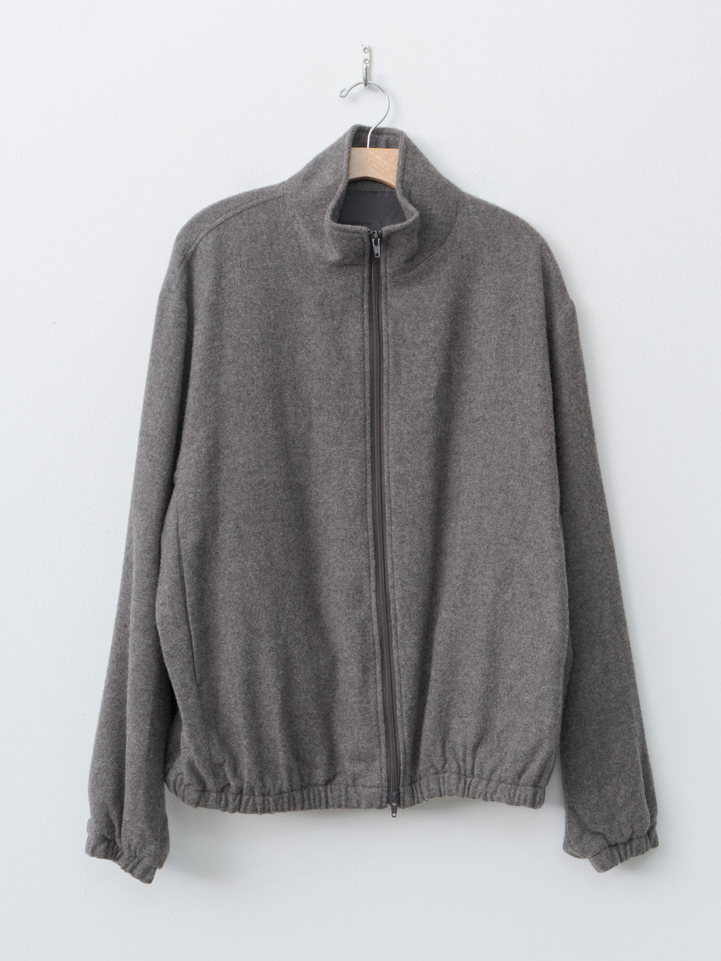 Namu Shop - ssstein Wool Cashmere Fleece Zip Blouson - Grey Brown