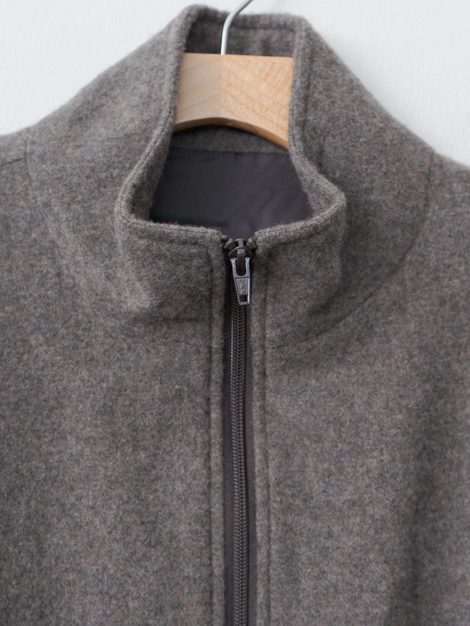 Namu Shop - ssstein Wool Cashmere Fleece Zip Blouson - Grey Brown