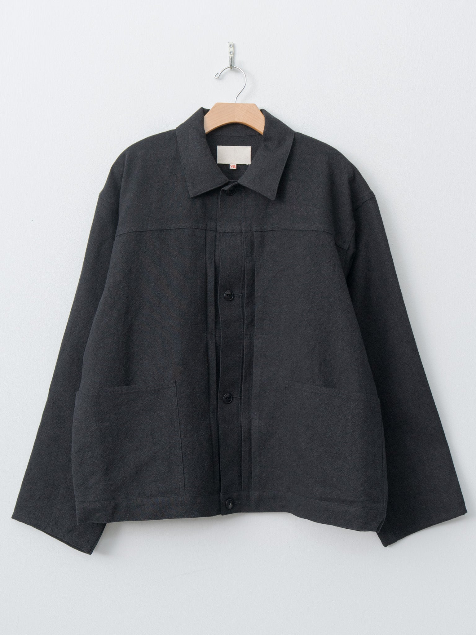 Namu Shop - Yoko Sakamoto Max High Count Hemp Pleats Jacket - Black