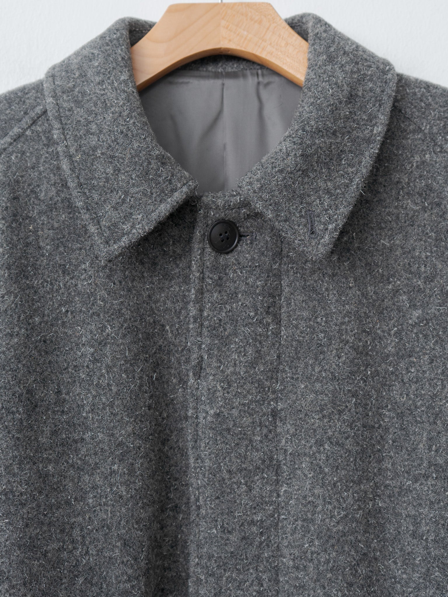 Namu Shop - Yoko Sakamoto Kemp Melton Wool Bal Collar Coat - Charcoal Gray