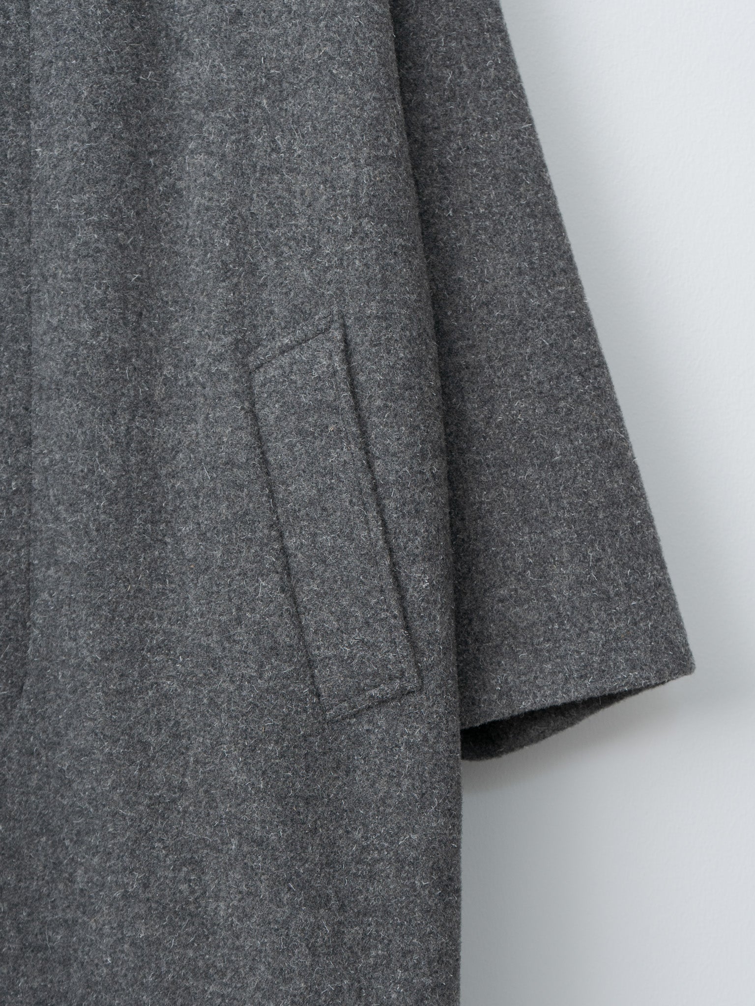 Namu Shop - Yoko Sakamoto Kemp Melton Wool Bal Collar Coat - Charcoal Gray