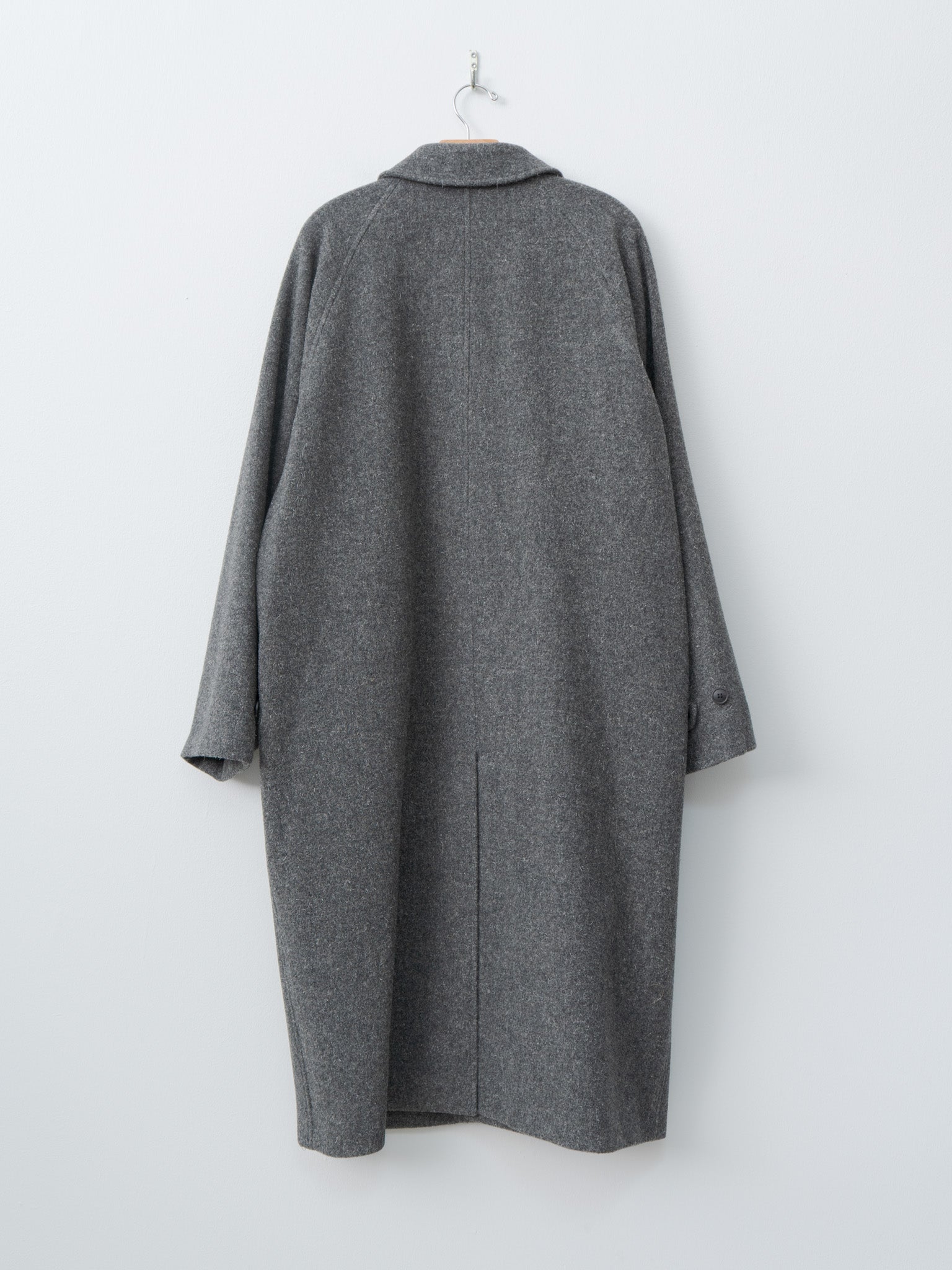 Namu Shop - Yoko Sakamoto Kemp Melton Wool Bal Collar Coat - Charcoal Gray