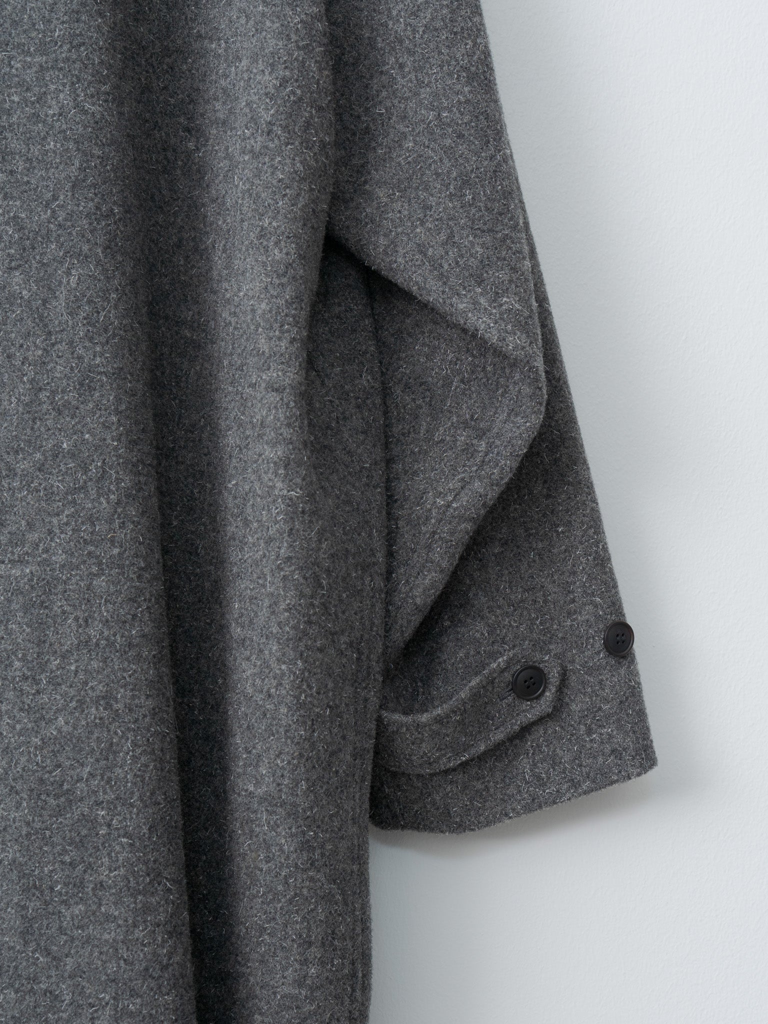 Namu Shop - Yoko Sakamoto Kemp Melton Wool Bal Collar Coat - Charcoal Gray