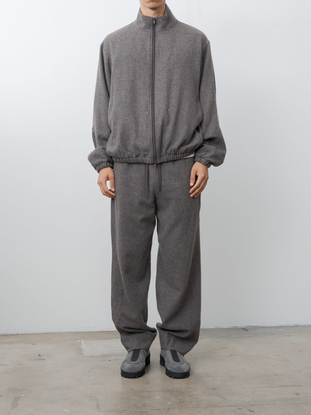 Namu Shop - ssstein Wool Cashmere Fleece Zip Blouson - Grey Brown