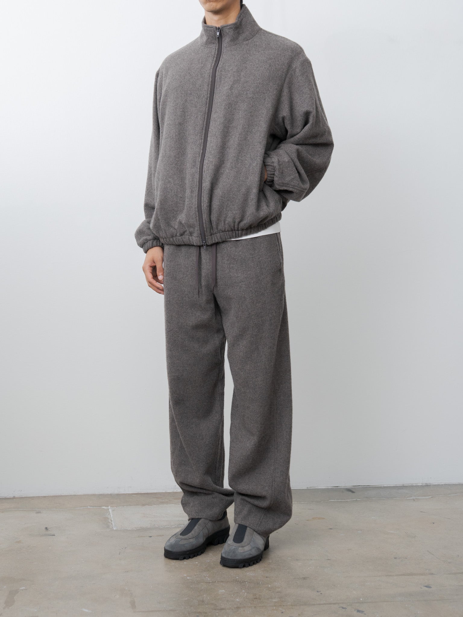 Namu Shop - ssstein Wool Cashmere Fleece Zip Blouson - Grey Brown