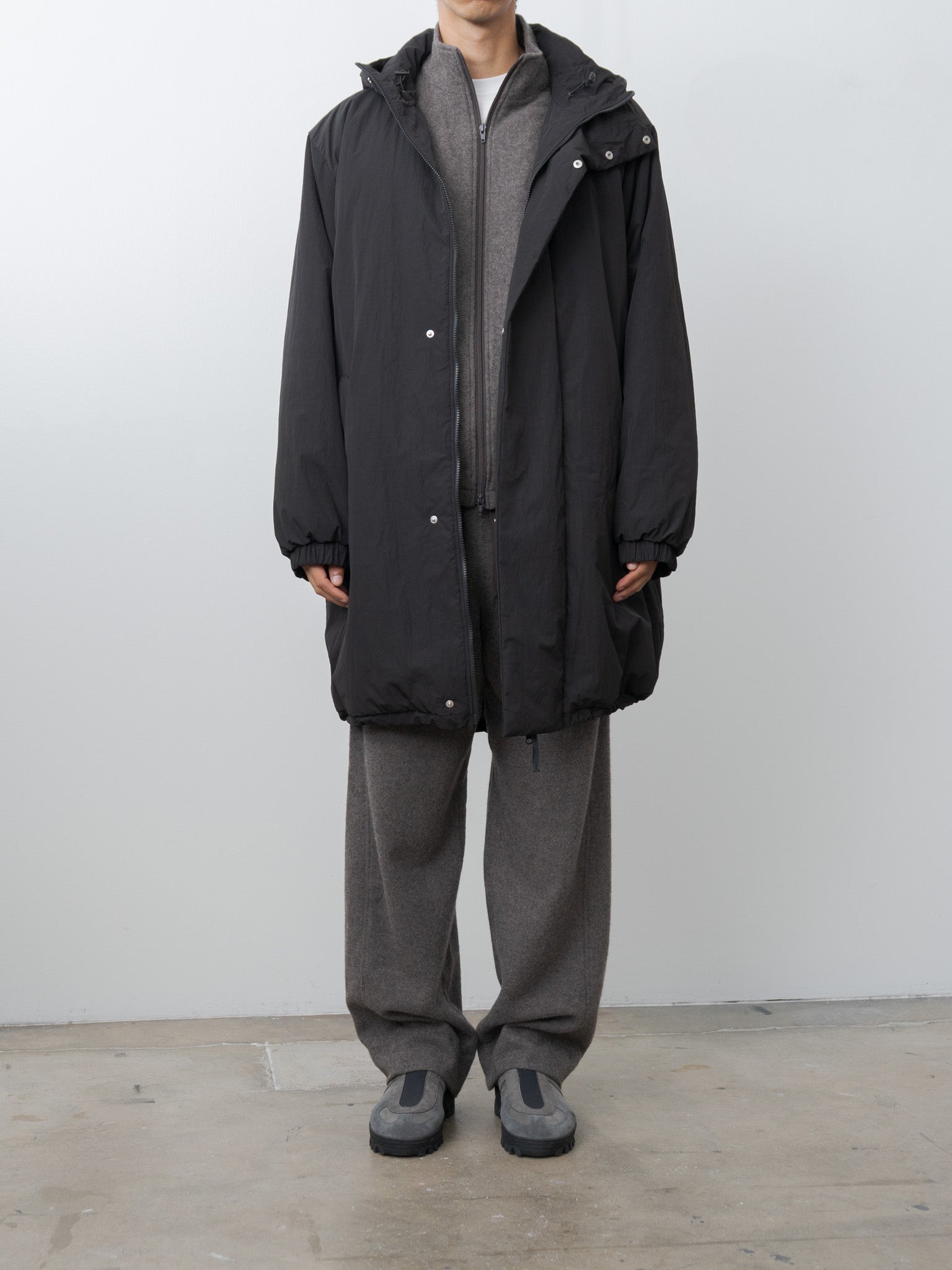 Namu Shop - ssstein Wool Cashmere Fleece Zip Blouson - Grey Brown
