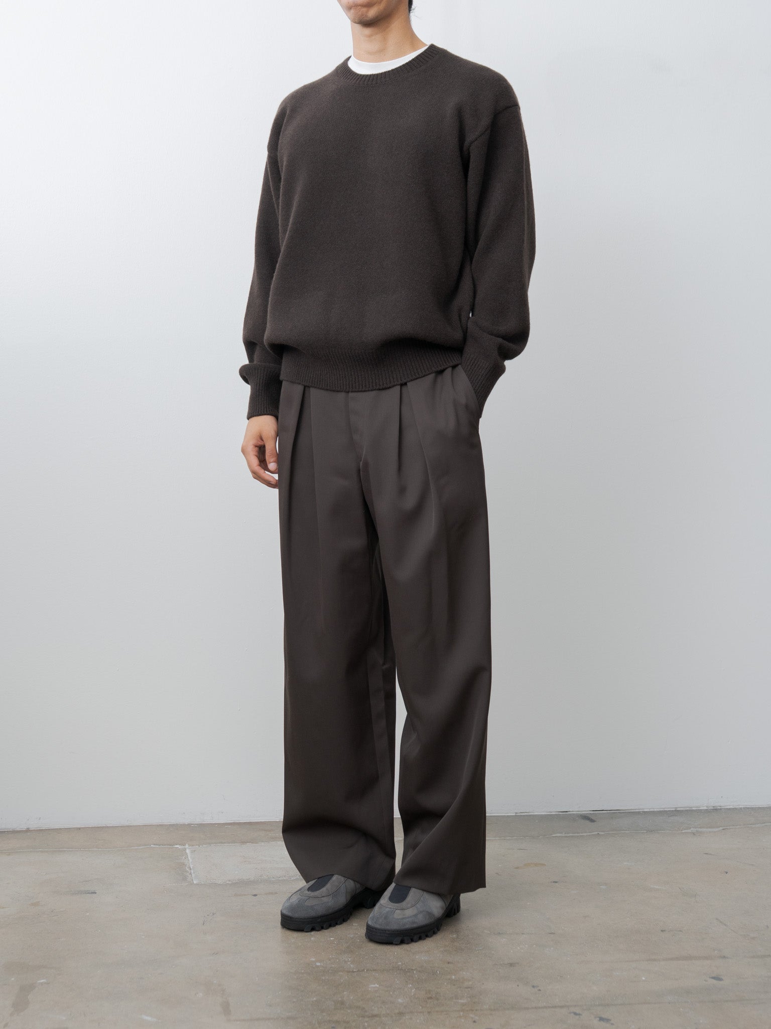 Namu Shop - ssstein Easy Wide Trousers - Gray Khaki