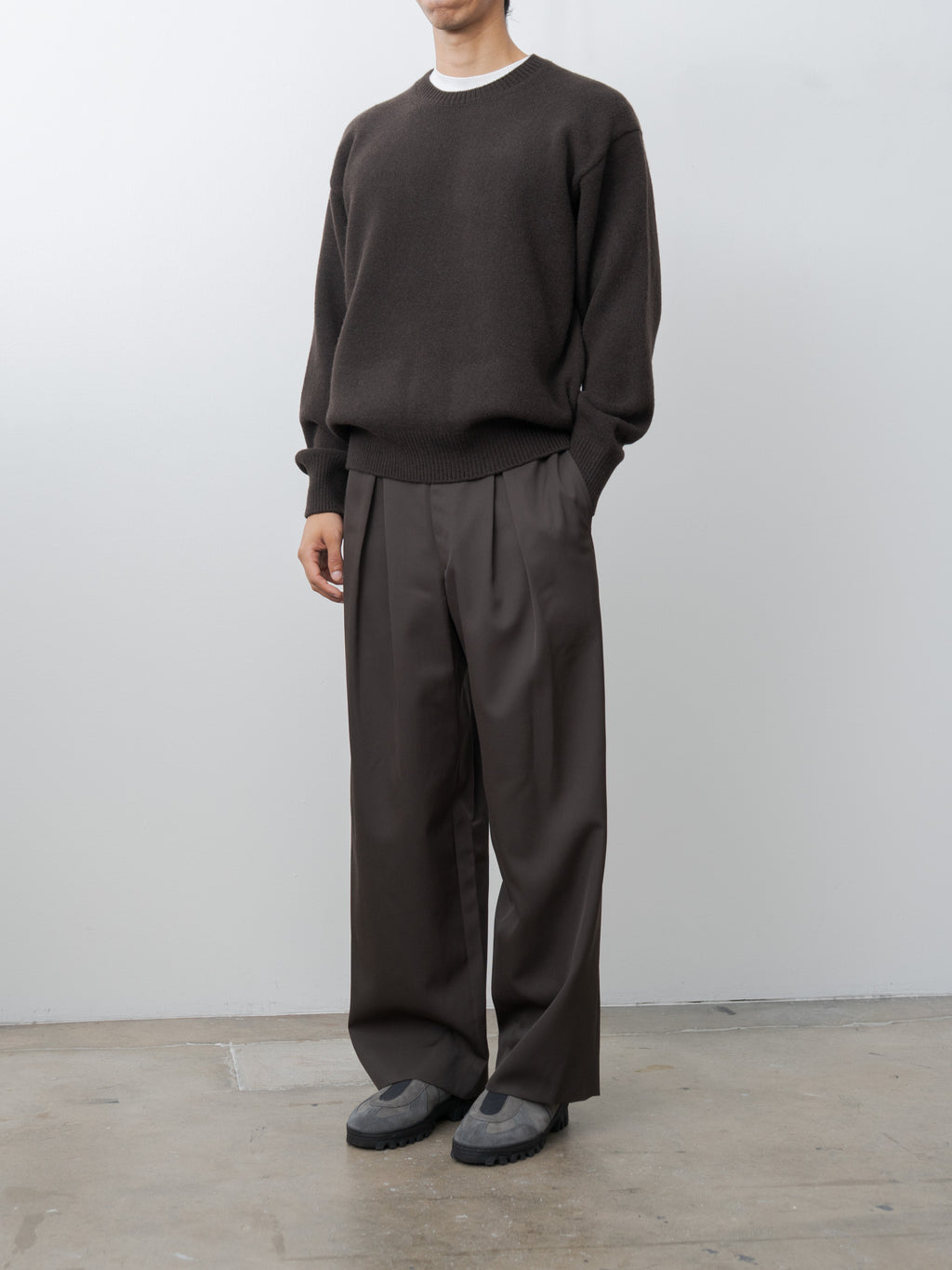 Namu Shop - ssstein Easy Wide Trousers - Gray Khaki