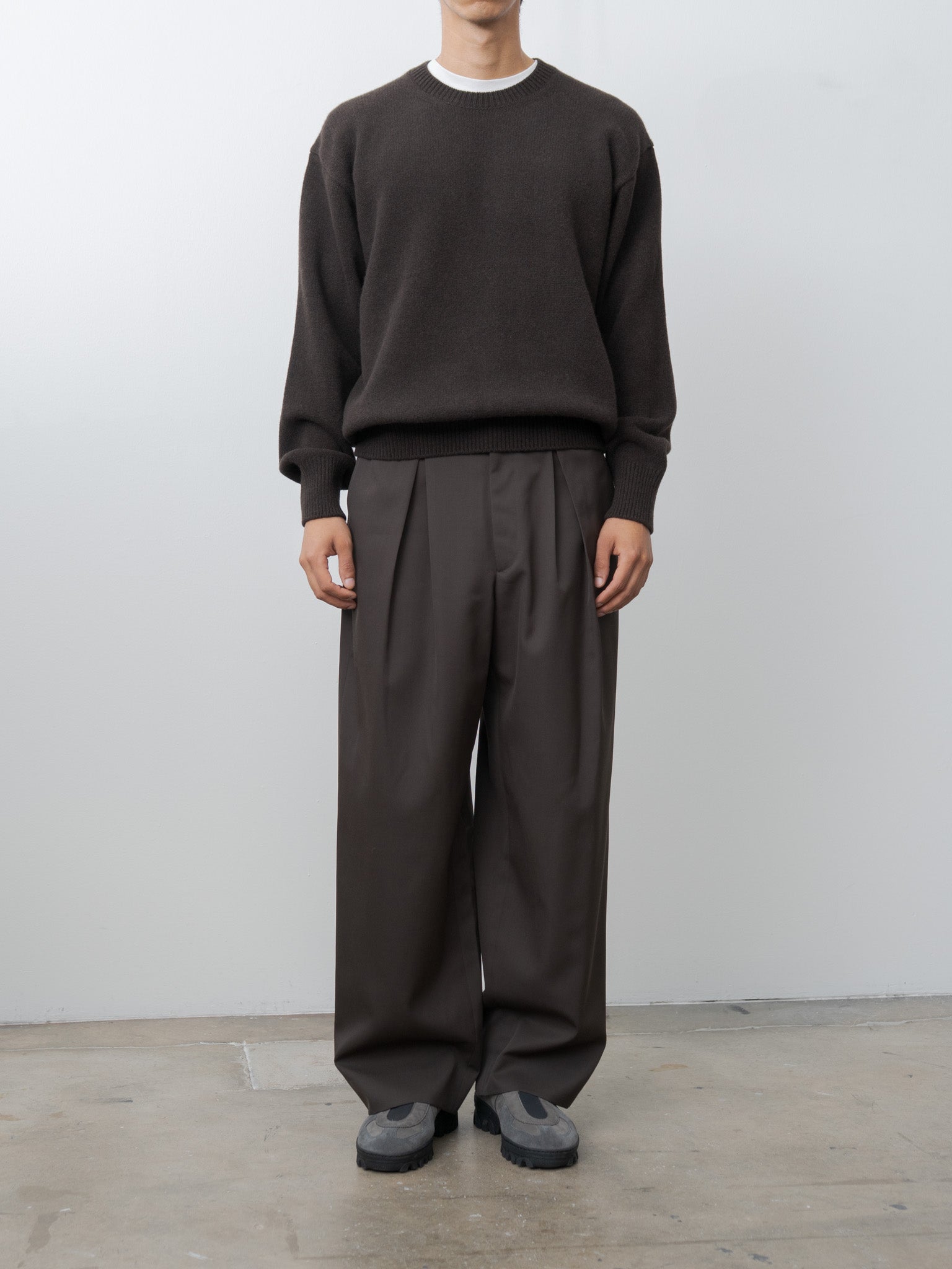 Namu Shop - ssstein Easy Wide Trousers - Gray Khaki