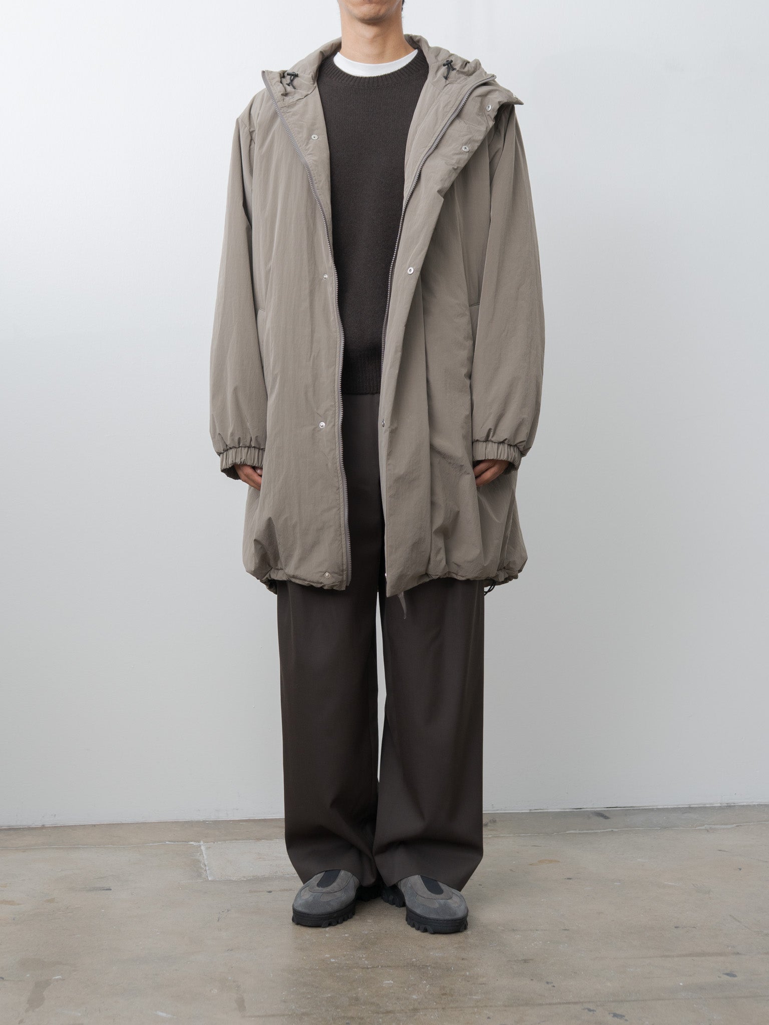 Namu Shop - ssstein Oversized Padded Hoodie Coat - Taupe