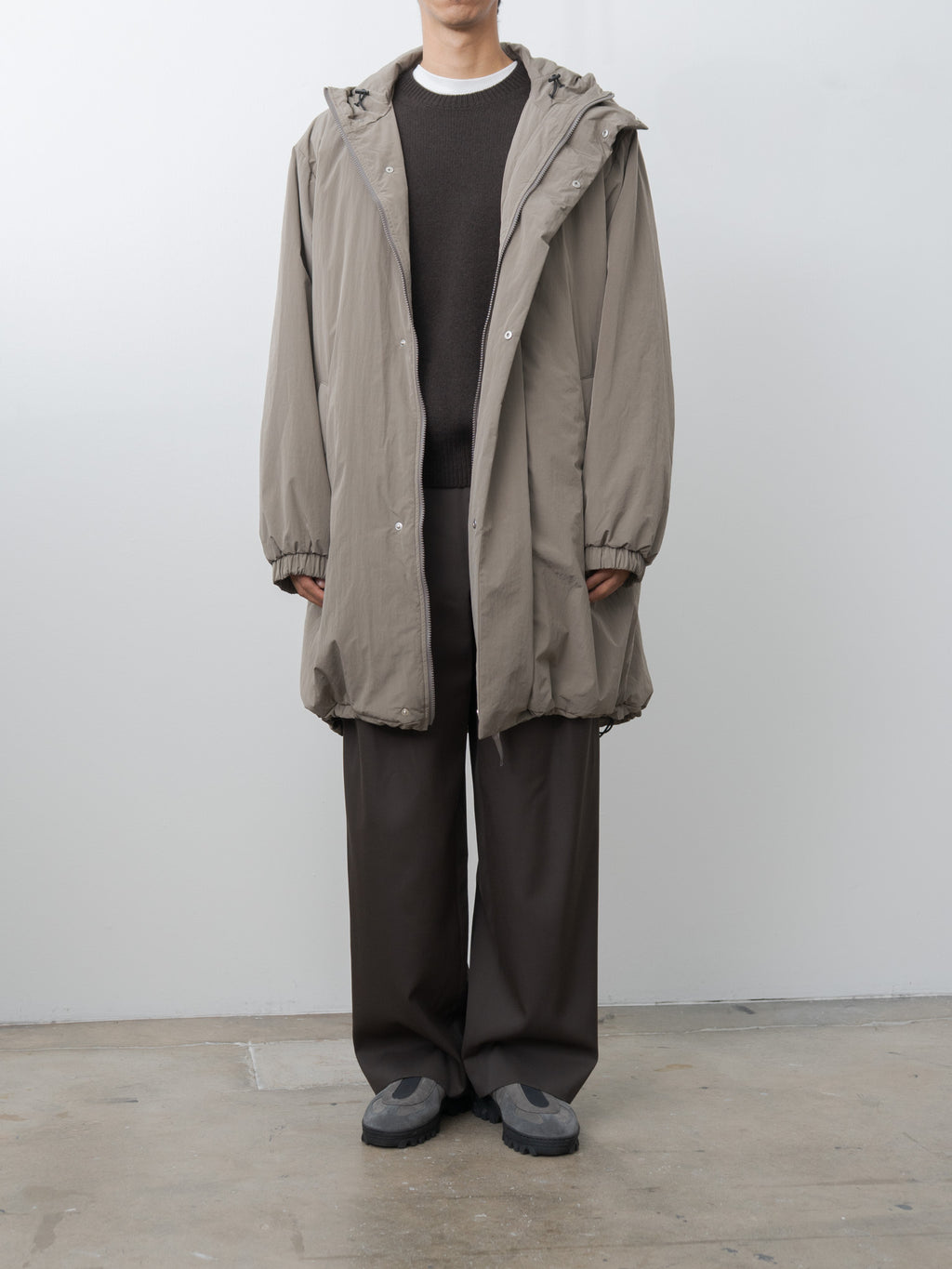Namu Shop - ssstein Oversized Padded Hoodie Coat - Taupe