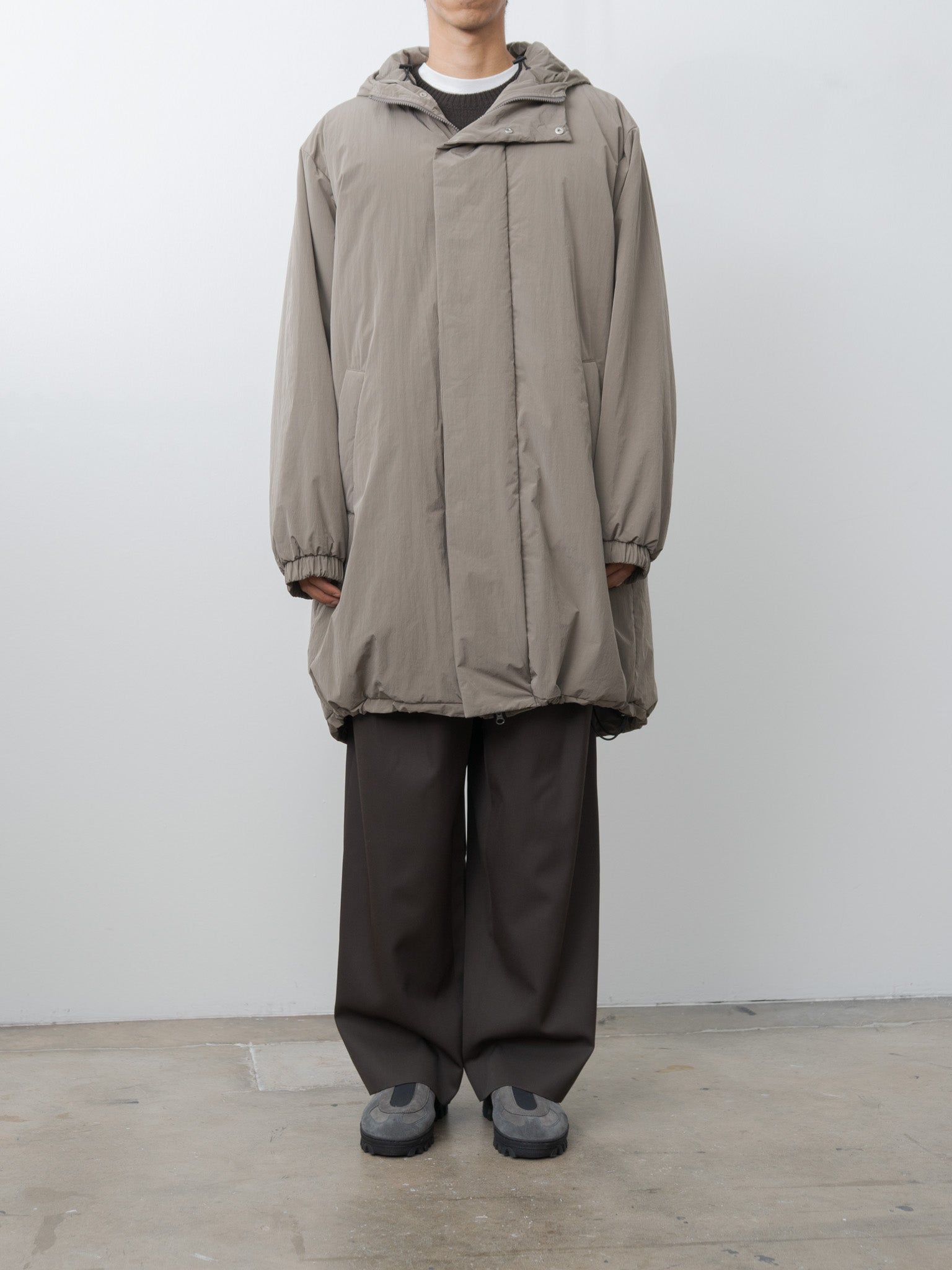 Namu Shop - ssstein Oversized Padded Hoodie Coat - Taupe