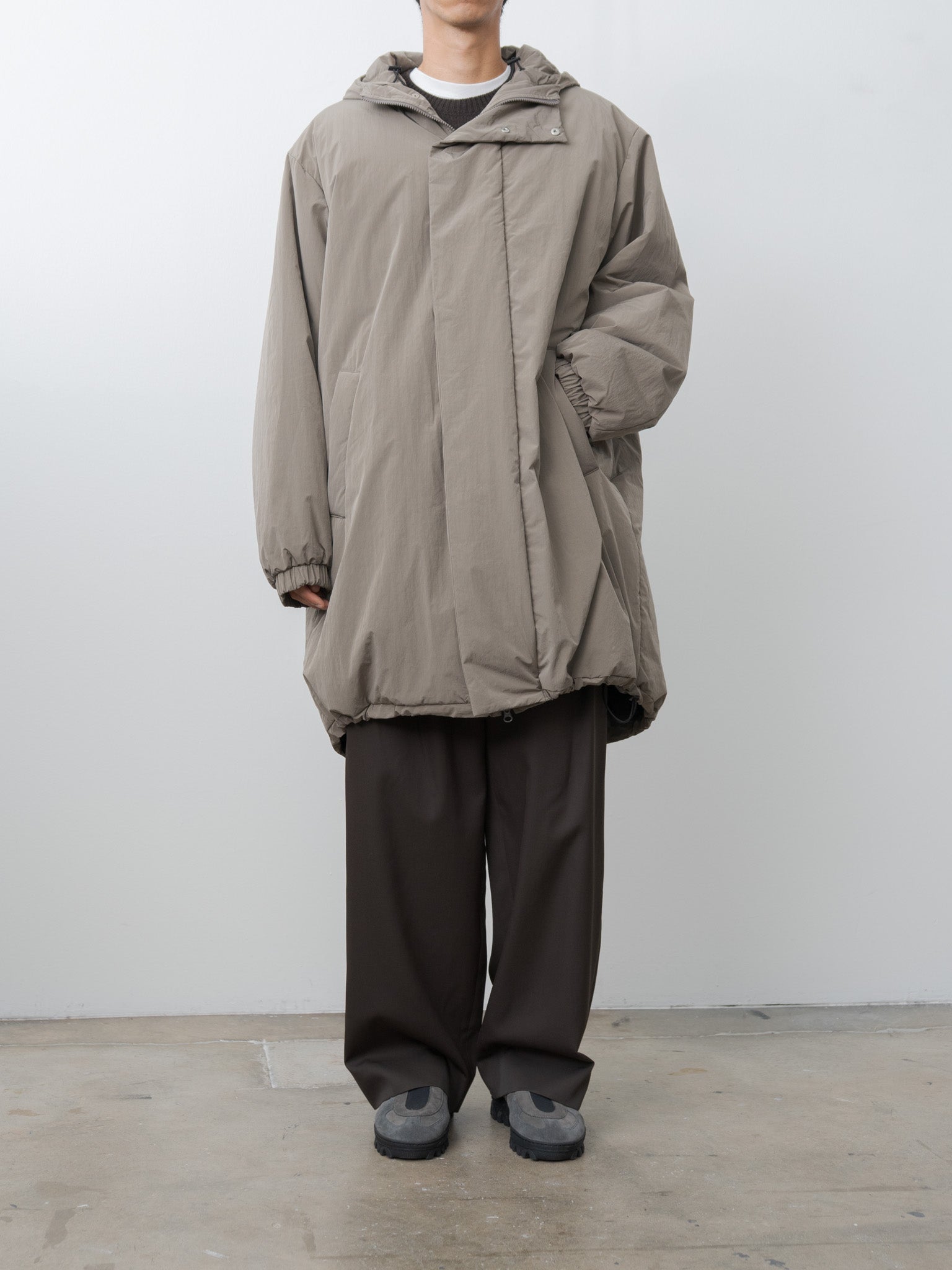 Namu Shop - ssstein Oversized Padded Hoodie Coat - Taupe