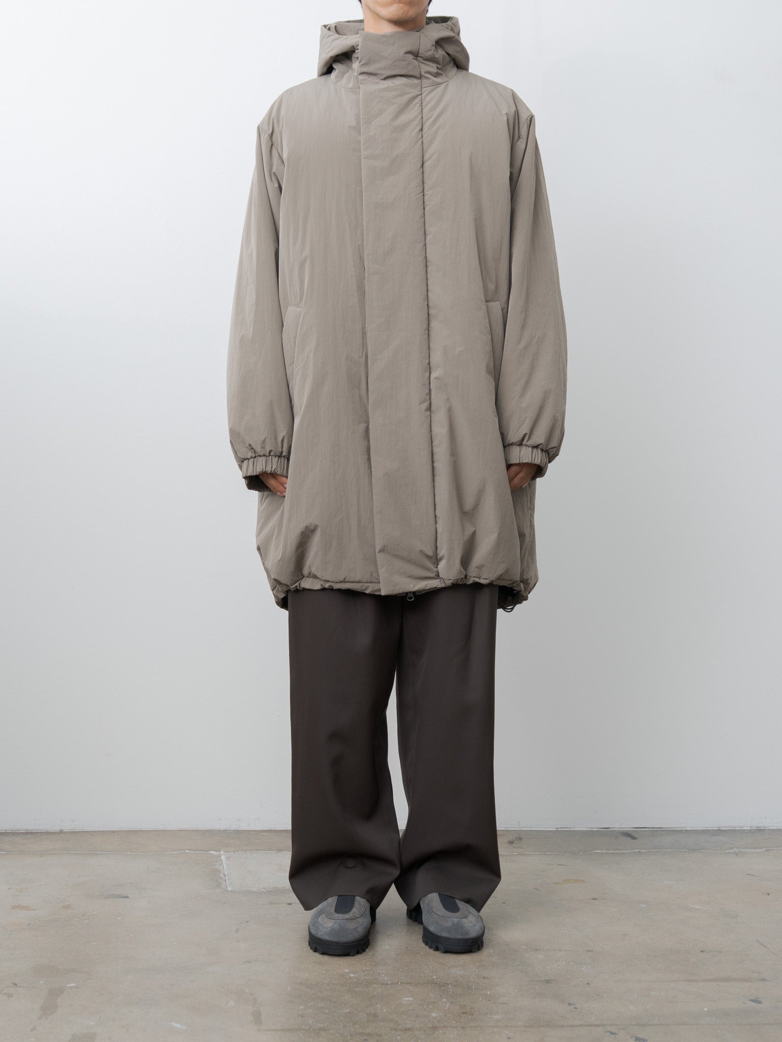 Namu Shop - ssstein Oversized Padded Hoodie Coat - Taupe