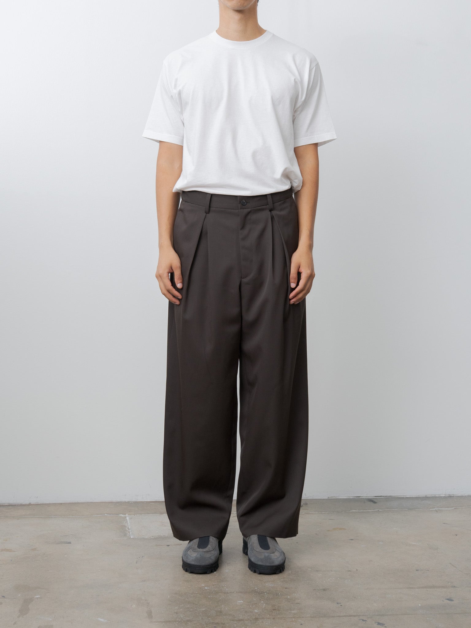 Namu Shop - ssstein Easy Wide Trousers - Gray Khaki