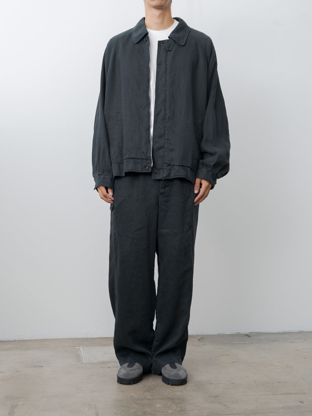 Namu Shop - ssstein Heavy Linen Herringbone Zip Jacket - Black