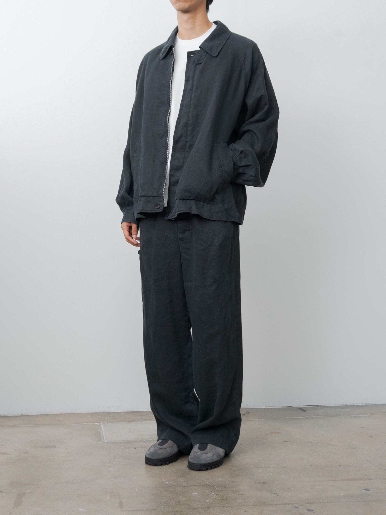 Namu Shop - ssstein Heavy Linen Herringbone Zip Jacket - Black
