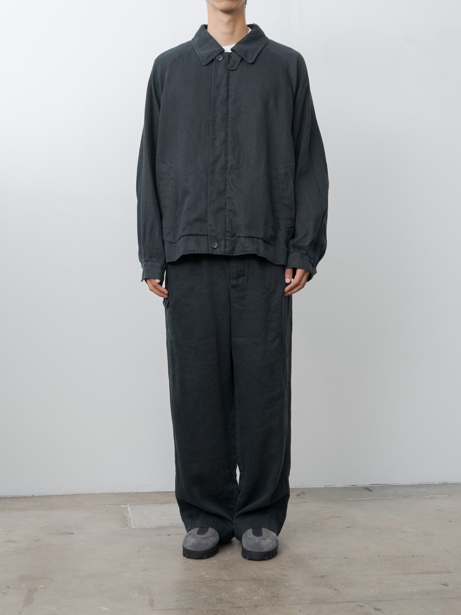 Namu Shop - ssstein Heavy Linen Herringbone Zip Jacket - Black