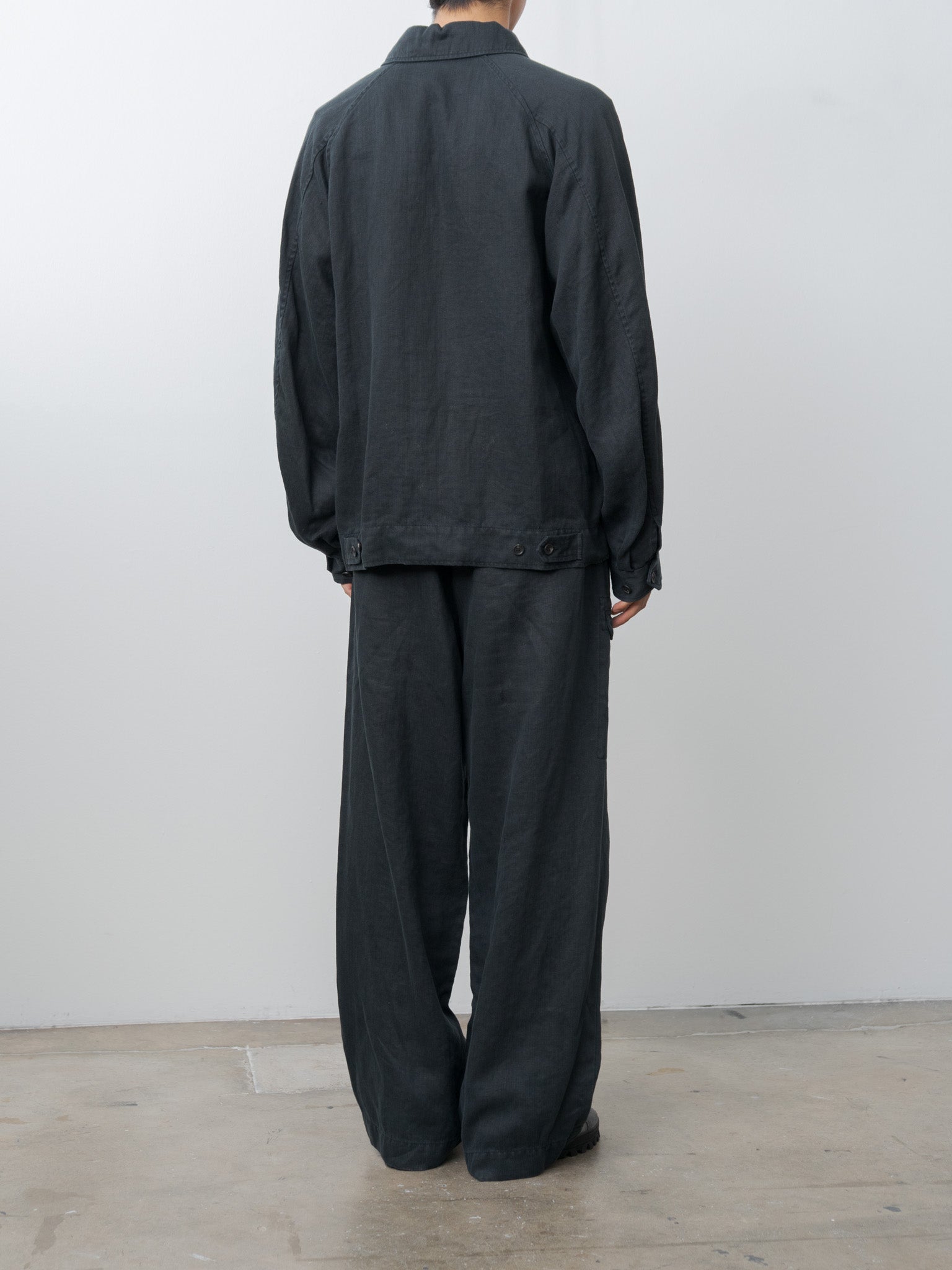 Namu Shop - ssstein Heavy Linen Herringbone Zip Jacket - Black