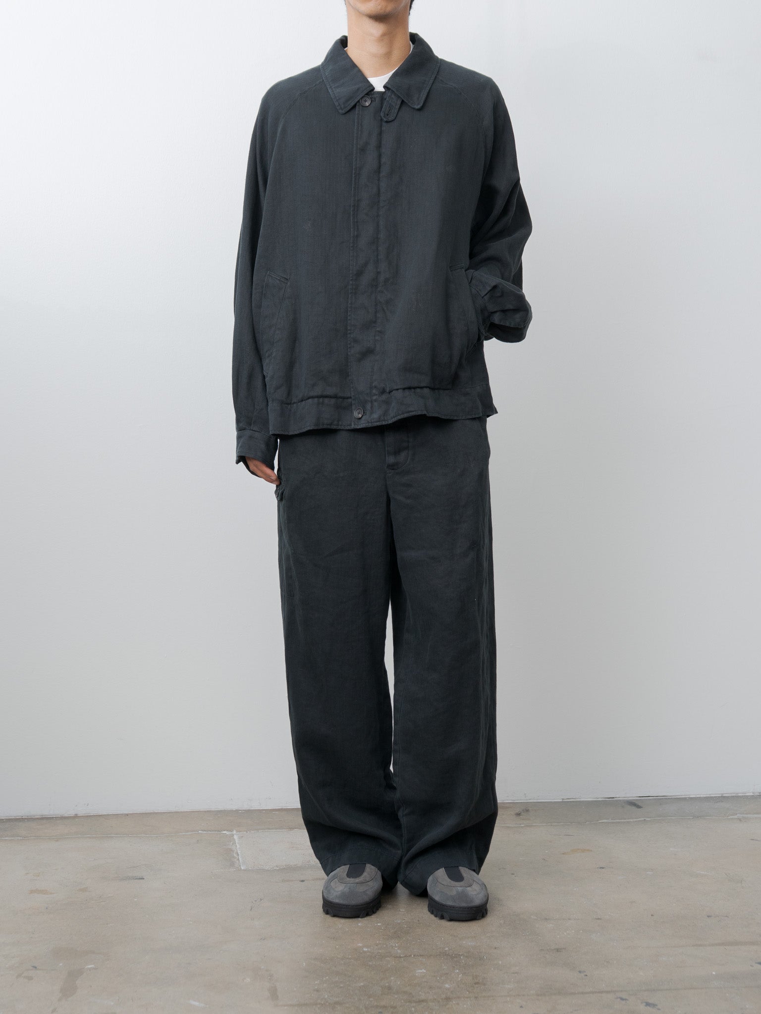 Namu Shop - ssstein Heavy Linen Herringbone Zip Jacket - Black