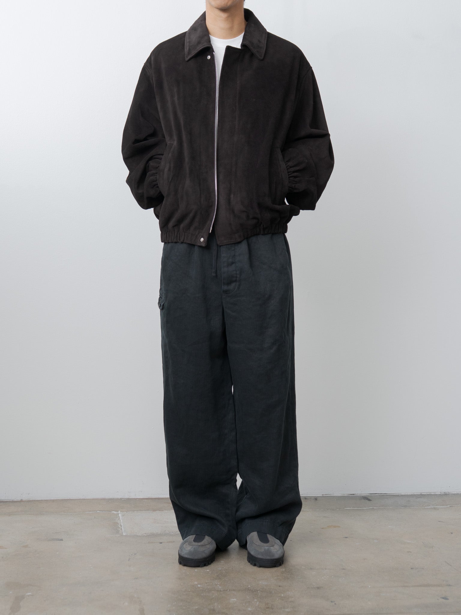 Namu Shop - ssstein Suede Zip Short Jacket - Dark Brown