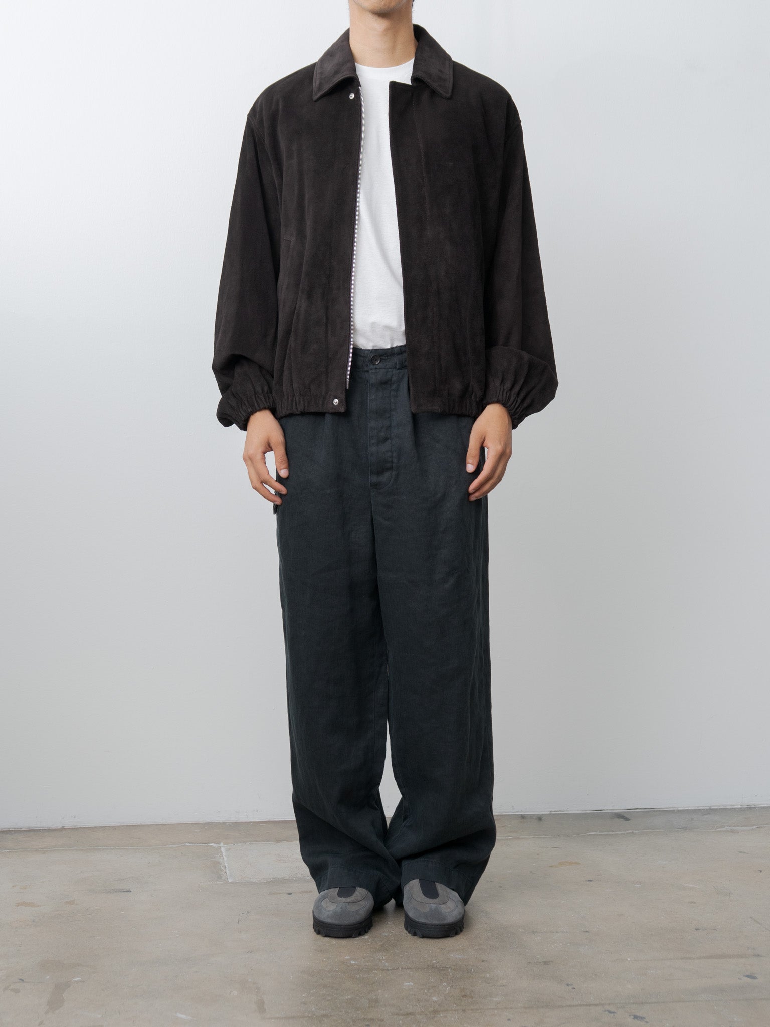 Namu Shop - ssstein Suede Zip Short Jacket - Dark Brown
